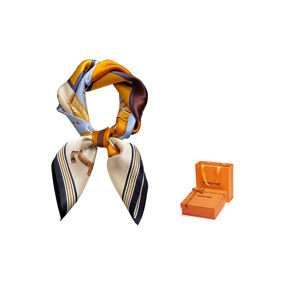 MITHAOL KUSC 100% шелк из тутового шелкопряда Шарфы Женские Temple Оранжевый