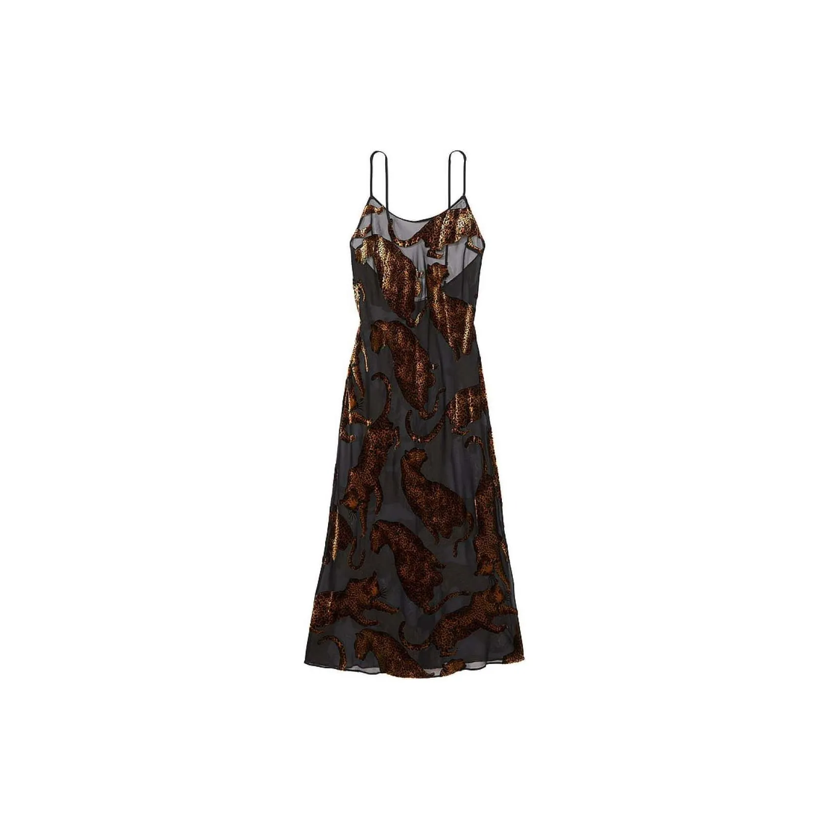 Victoria's Secret SEXY KI Nightgown Women's Black Background Animal Print