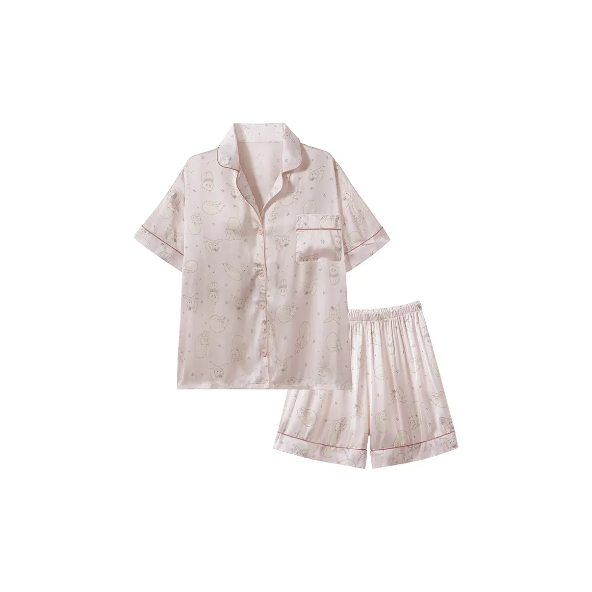 OUSHIBO Пижамный комплект женский светло-розовый