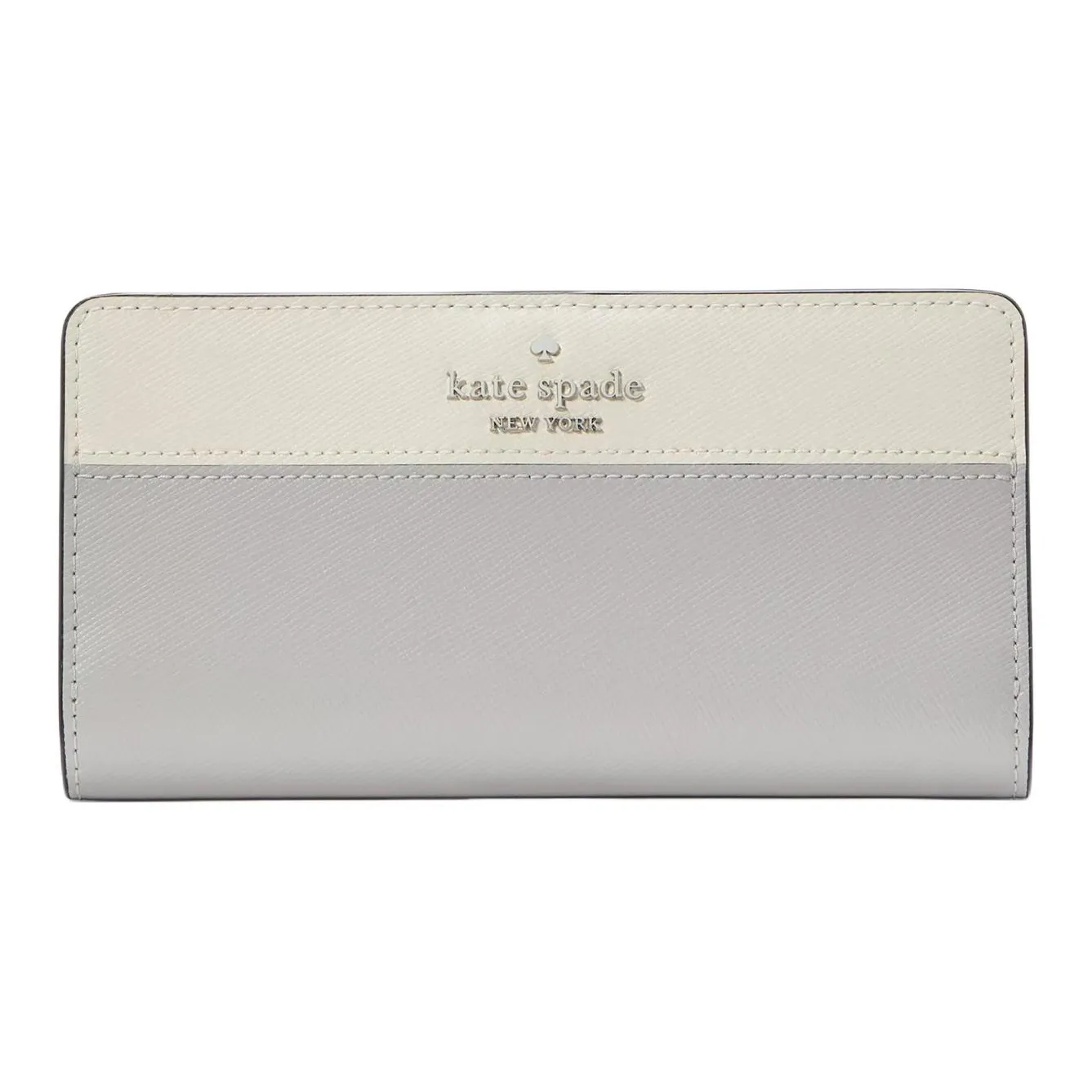 Kate Spade Saffiano Leather Wallet Tubas Women's Platinum Gray Multicolor