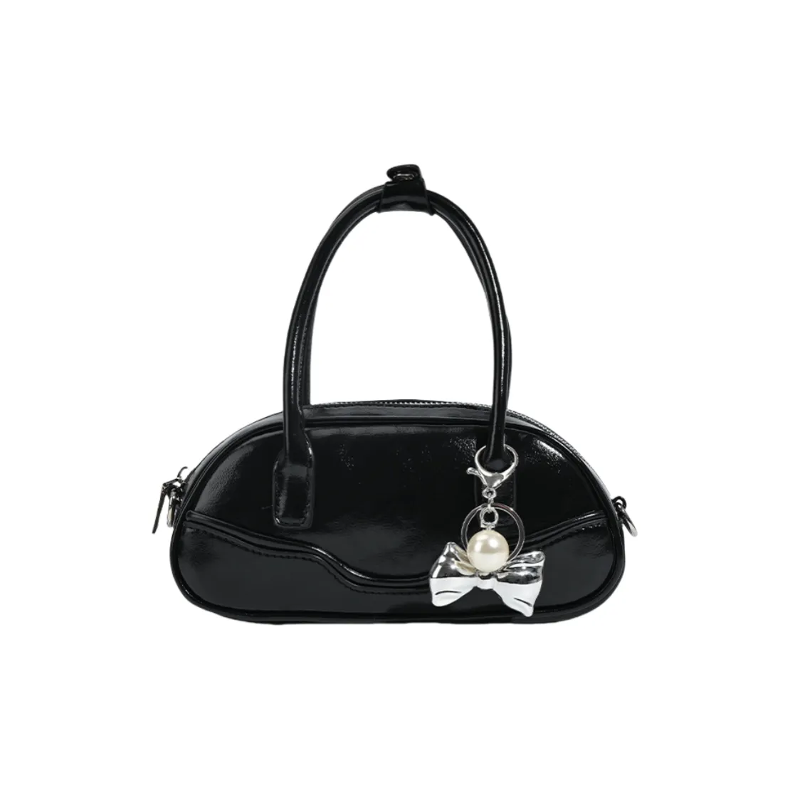 DALO PU Boston Bag, Pillow Bag, One Shoulder Handbag Women's Black/Red/Silver