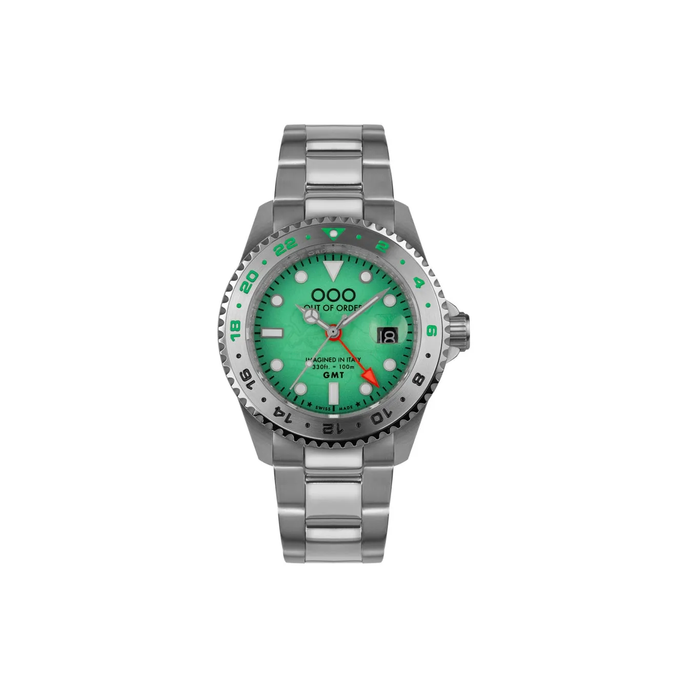 OUT OF ORDER Мужские наручные часы кварцевый механизм зеленый циферблат
