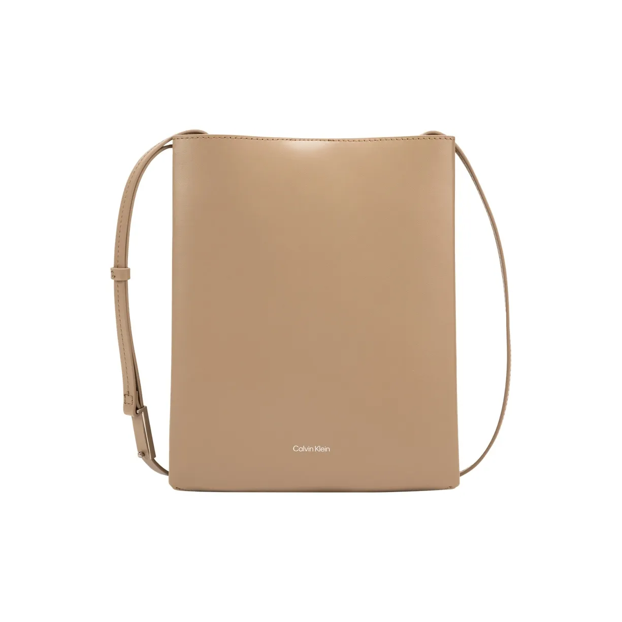 CALVIN KLEIN Cow Leather Crossbody Bag Medium Size Women's Almond Brown