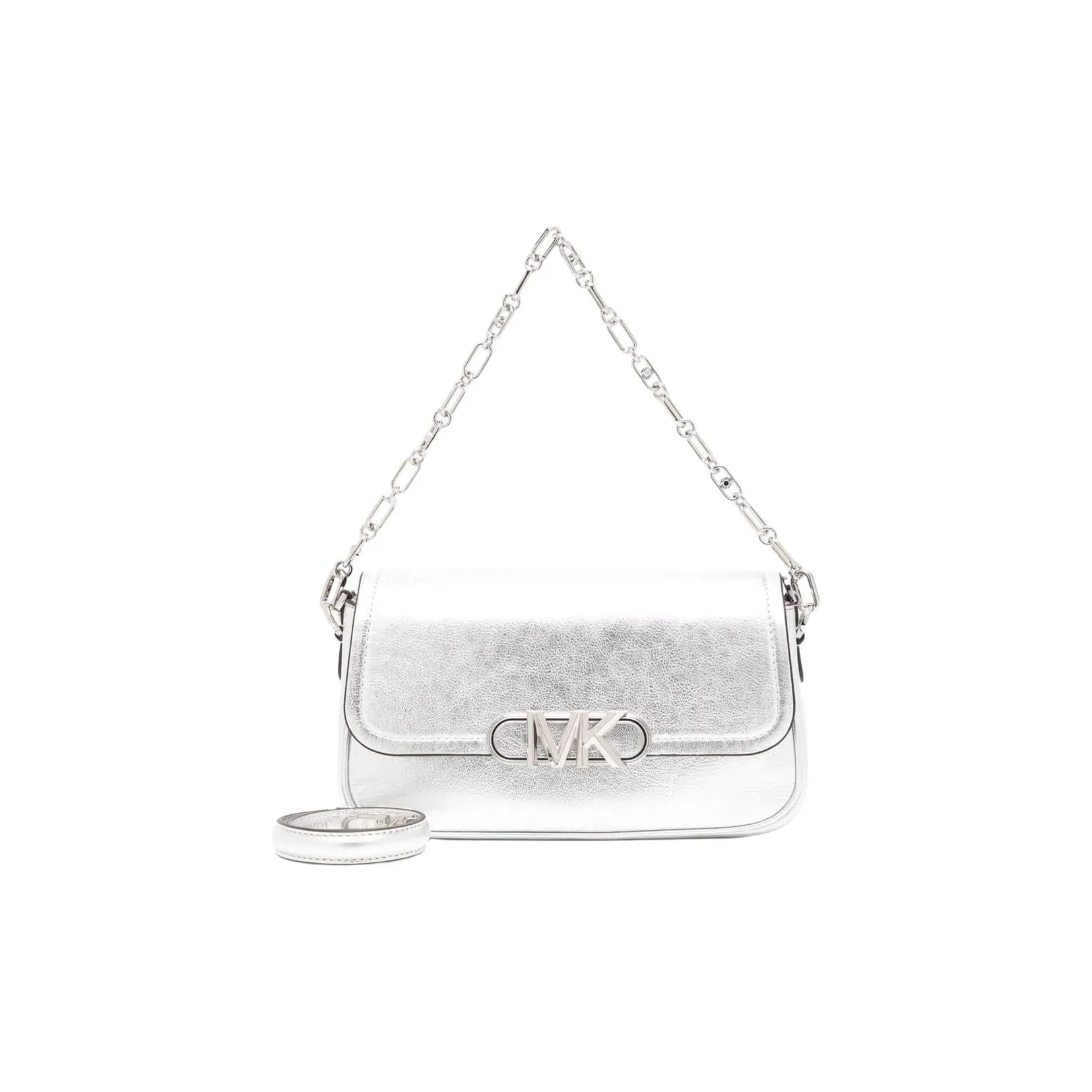 MICHAEL KORS Leather Handbag Shoulder Bag Medium Size Women's Silver