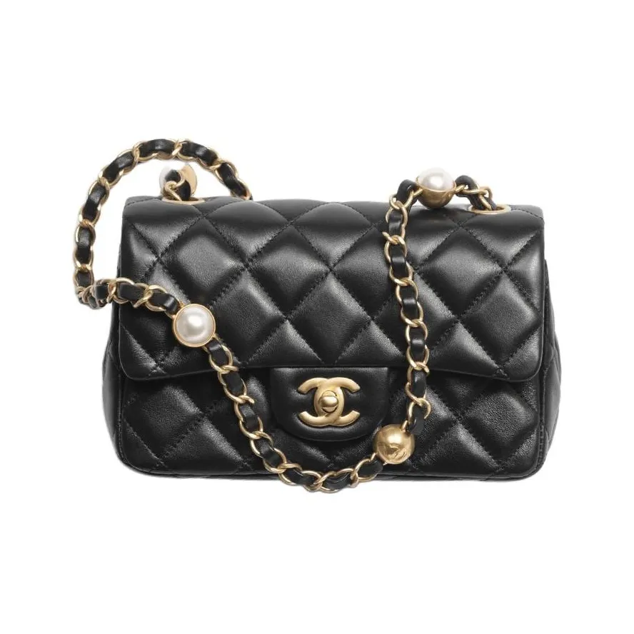 chanel Chic Lambskin Portable Crossbody Bag, Shoulder Bag Mini Women's Black
