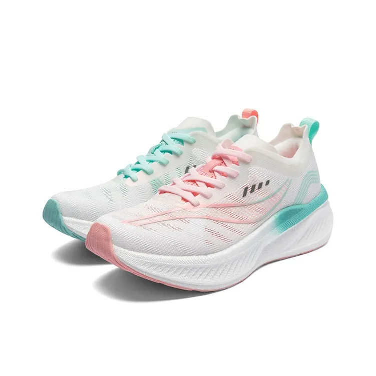 LPMX Cushioning Breathable Lightweight Low Top Carbon Plate Running Shoes Women's Pink Green Mismatched