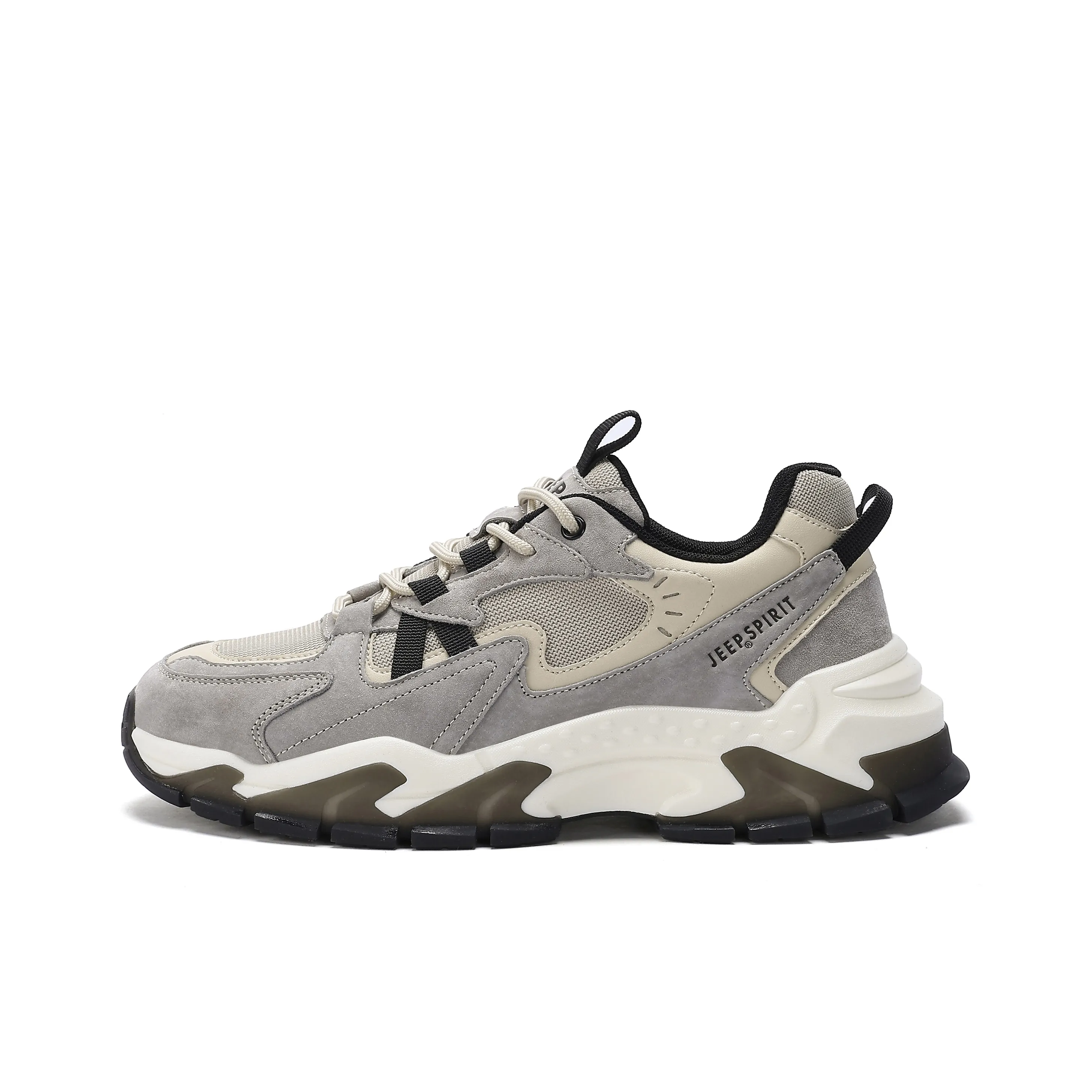 JEEP SPIRIT Slip Resistant, Abrasion Resistant, Breathable, Impact Resistant Low Top Chunky Sneakers Men's Light Sandy