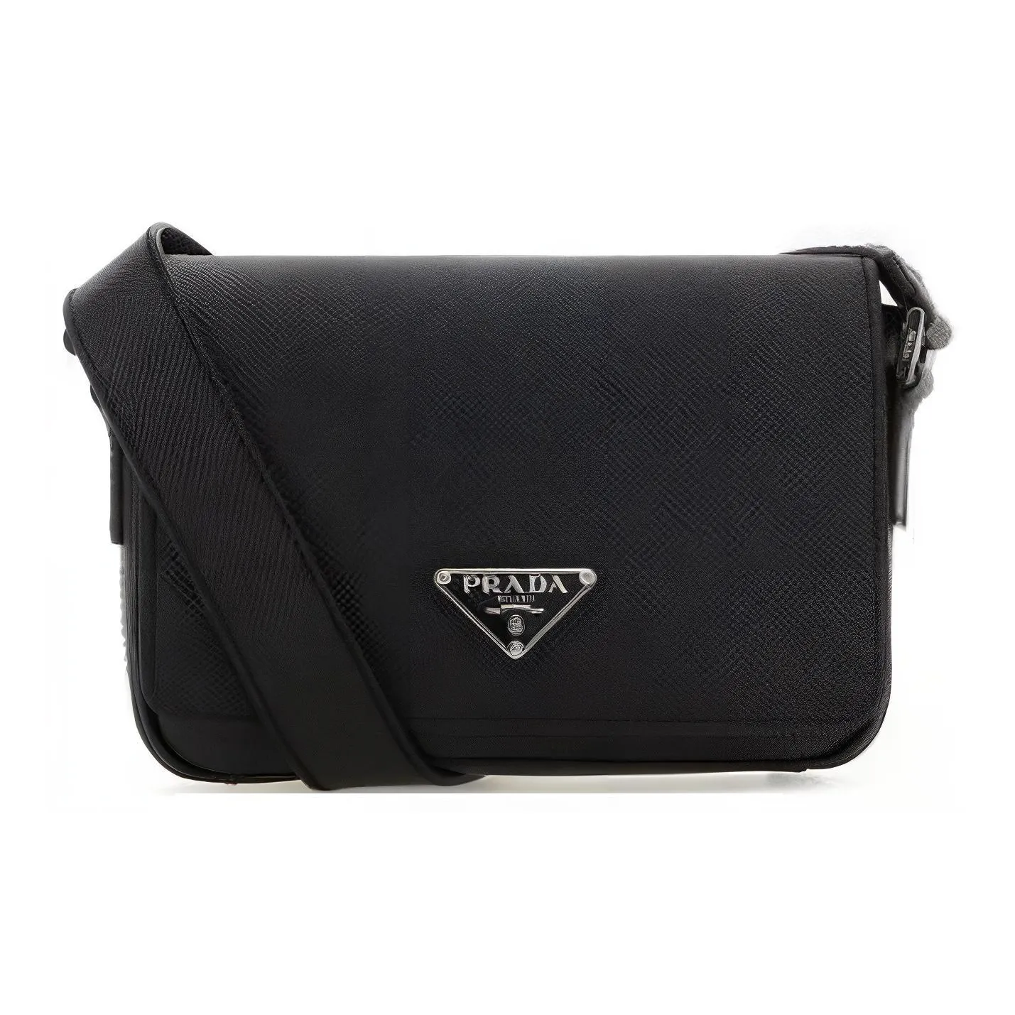 PRADA Saffiano Leather Messenger Bag, Shoulder Bag Men's Black