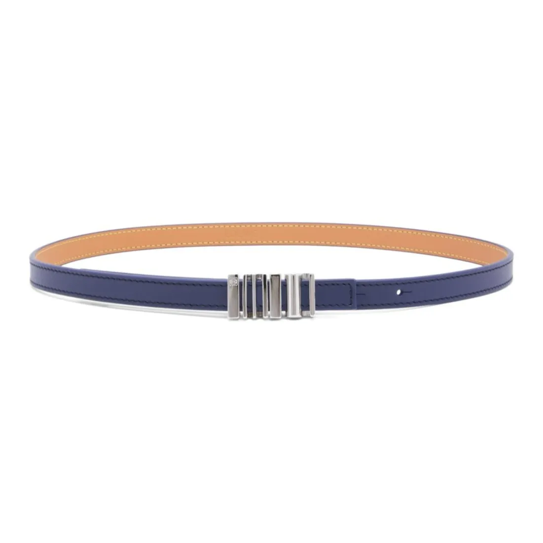 LOEWE Polished Letter Logo Pattern Smooth Buckle Calfskin Leather Belts Women's Blue Width  1.5cm