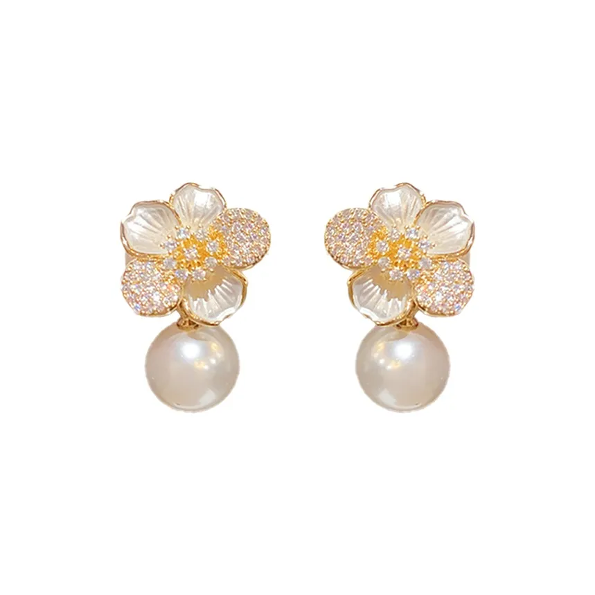 NATURALLYJOJO Серьги-гвоздики из серебра S925 с искусственным жемчугом и цирконием женские золотые