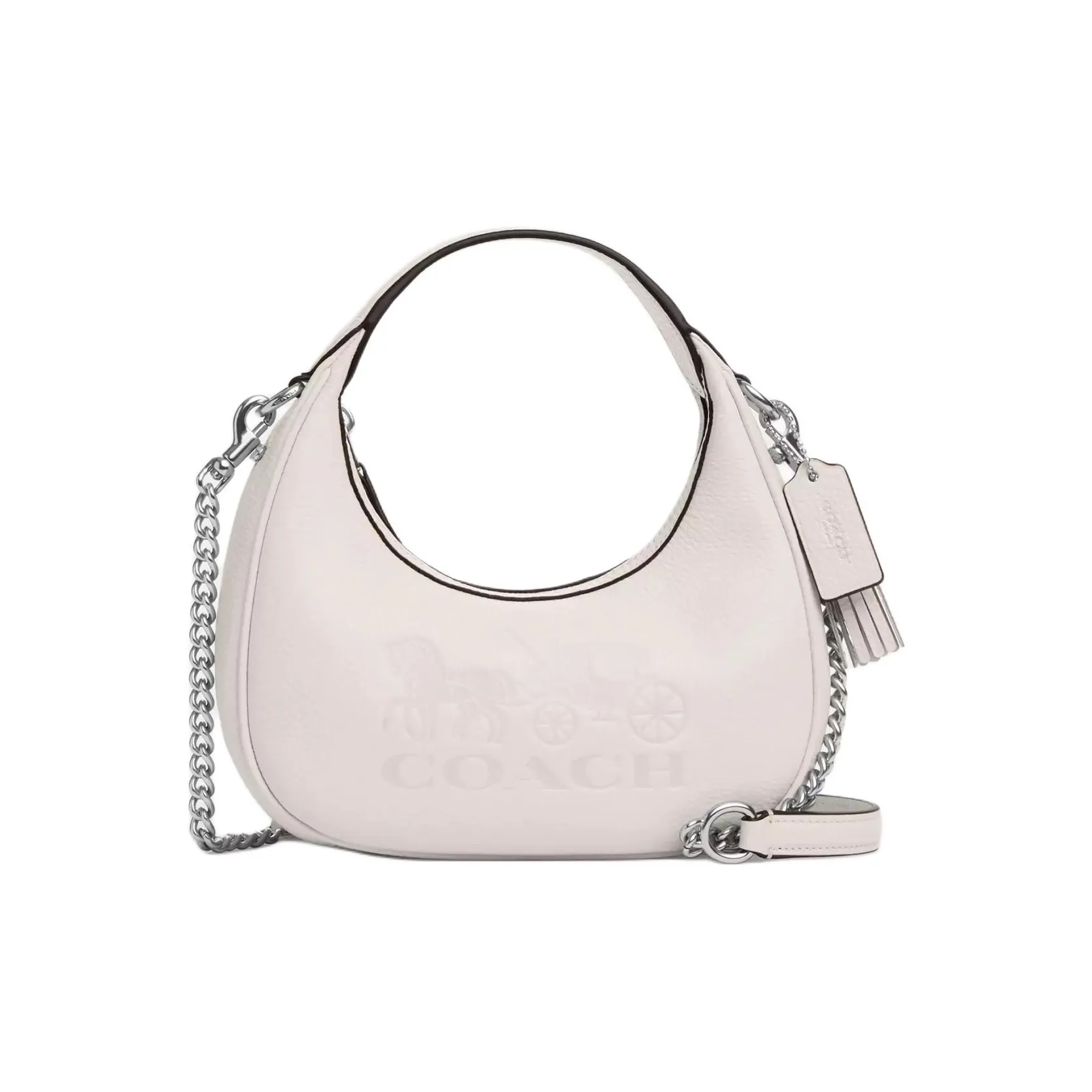 COACH Pebble кожа через плечо сумка сумка мини женский серебряный белый