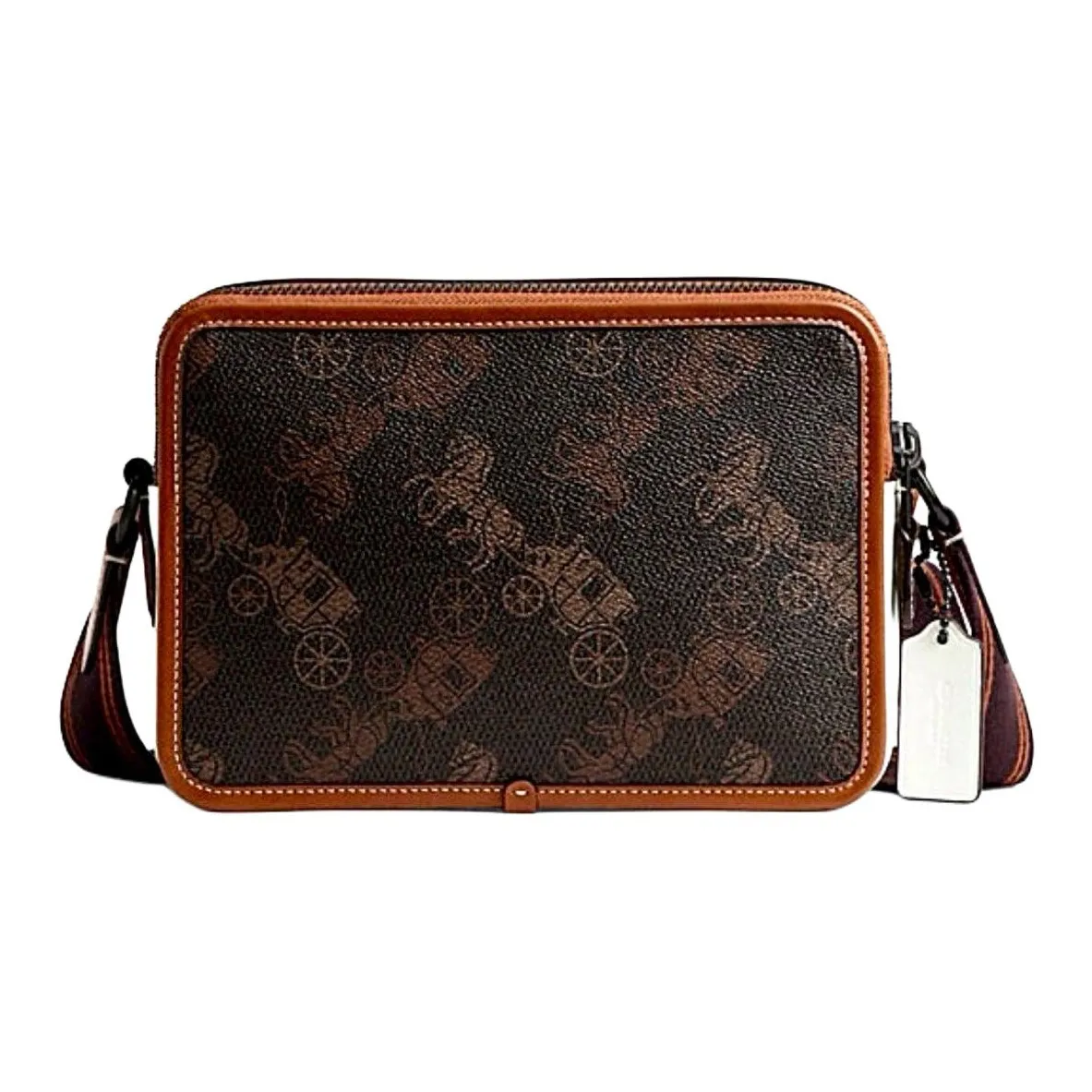 COACH Charter Artificial Leather With Cow Leather Crossbody Bag, Shoulder Bag Large Size Men's Truffle/Bright Amber