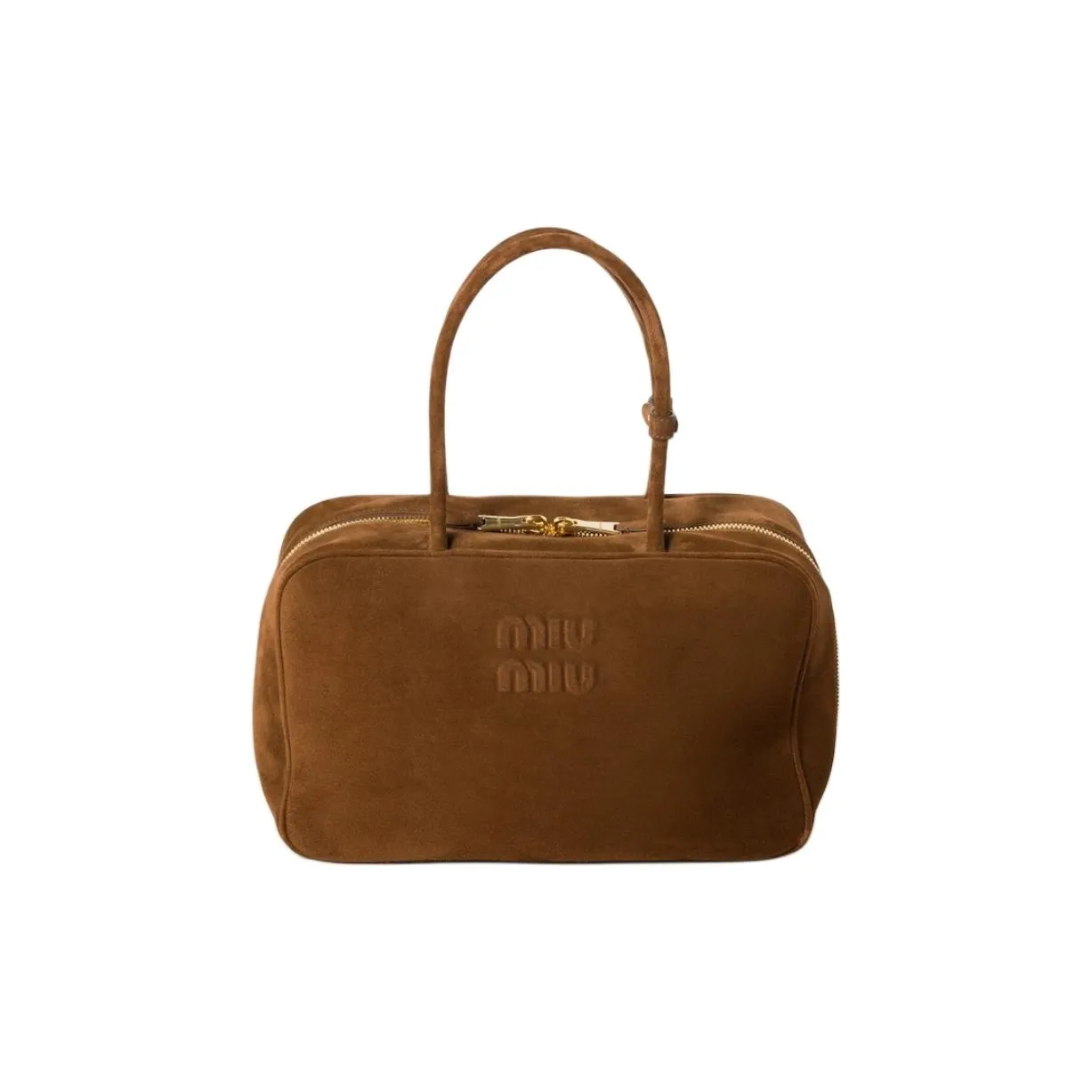 MIU MIU Beau Suede Leather Bowling Bag Shoulder Bag Handbag Women's Cocoa Brown