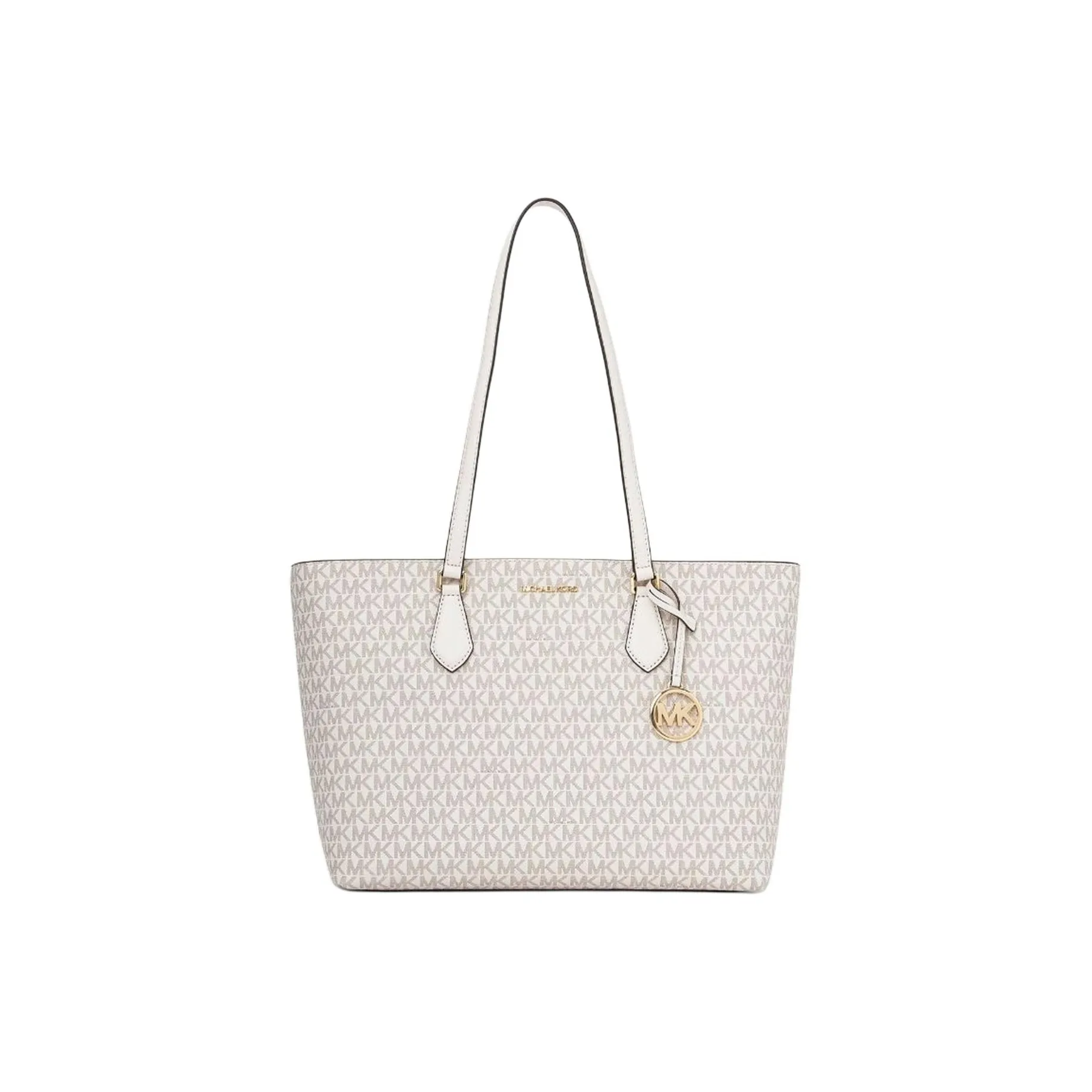 MICHAEL KORS Coated Canvas Tote Bag, Shopping Bag, Shoulder Bag, Handbag Tubas Women's Milk White