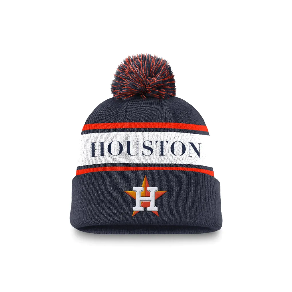 Nike Houston Astros Team Stripe Peak Men's Nike Mlb Cuffed Pom Beanie