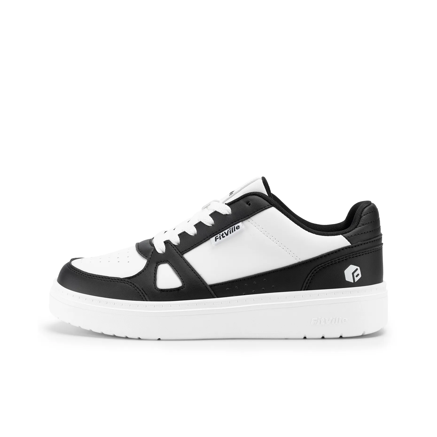 Fitville Anti Slip Wear Resistant Low Top Skateboard Shoes Men's Black White Plus Size Men's Shoes