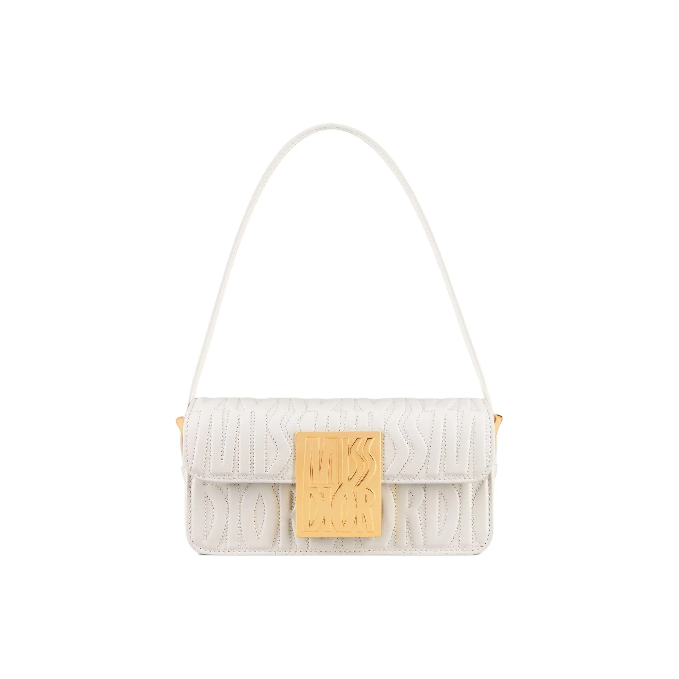 DIOR Miss Dior Quilting Calfskin Handbag Shoulder Bag Women's White