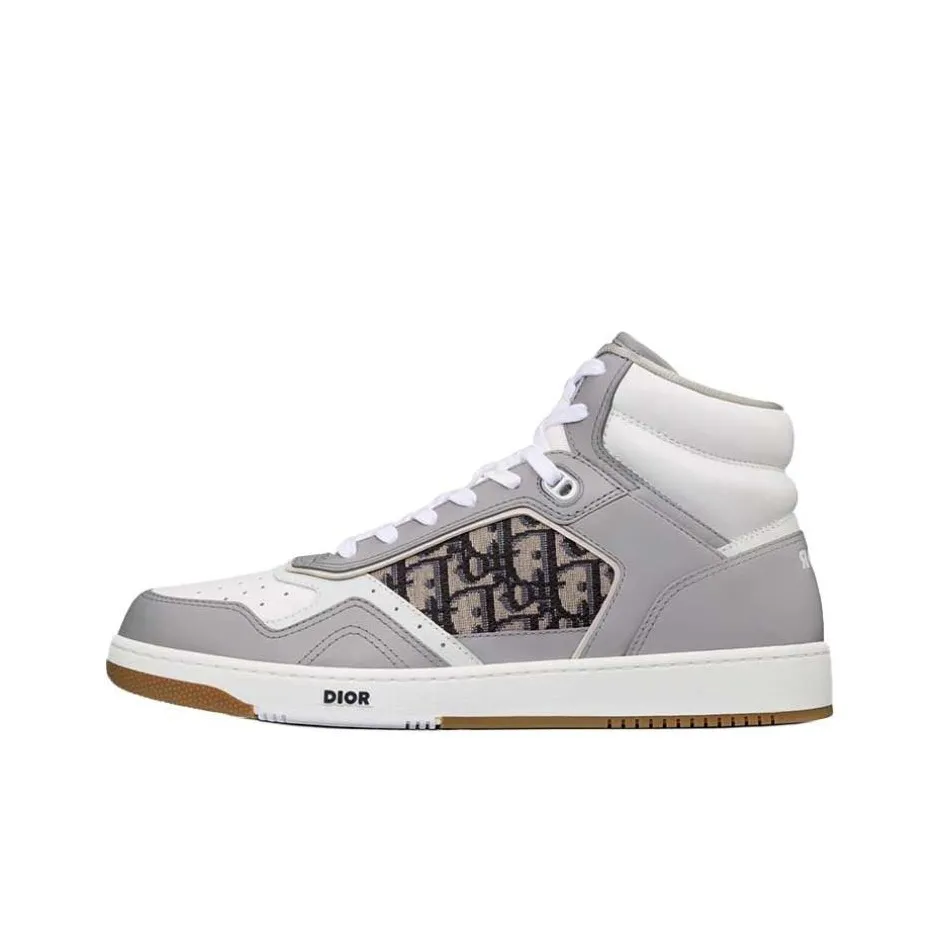 DIOR B27 High Top Gray White Beige Black DIOR Oblique Jacquard