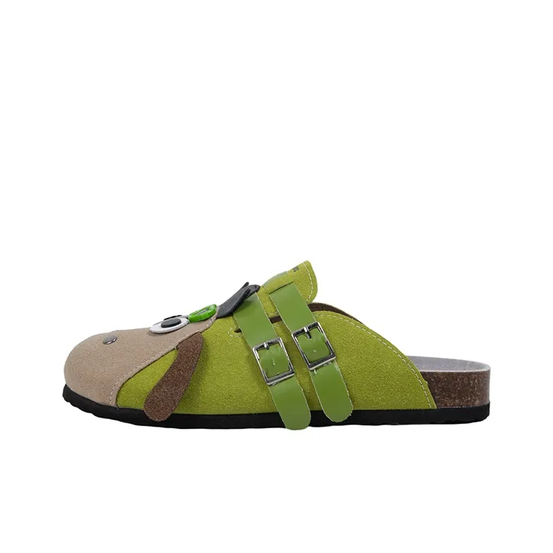 MINGKUANG Composite Sole Stitching Slip Resistant Closed Toe Slippers Women's Green
