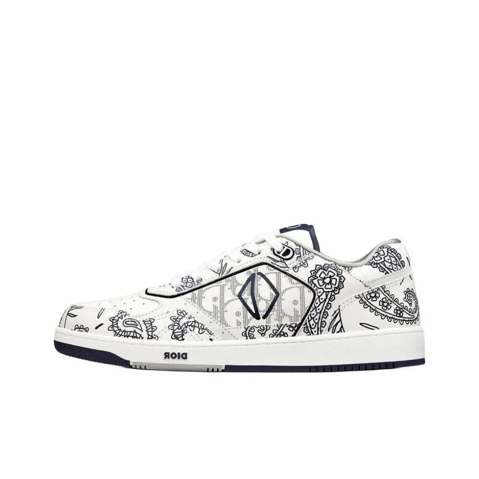 DIOR B27 Low White Navy Blue Cd Paisley White DIOR Oblique