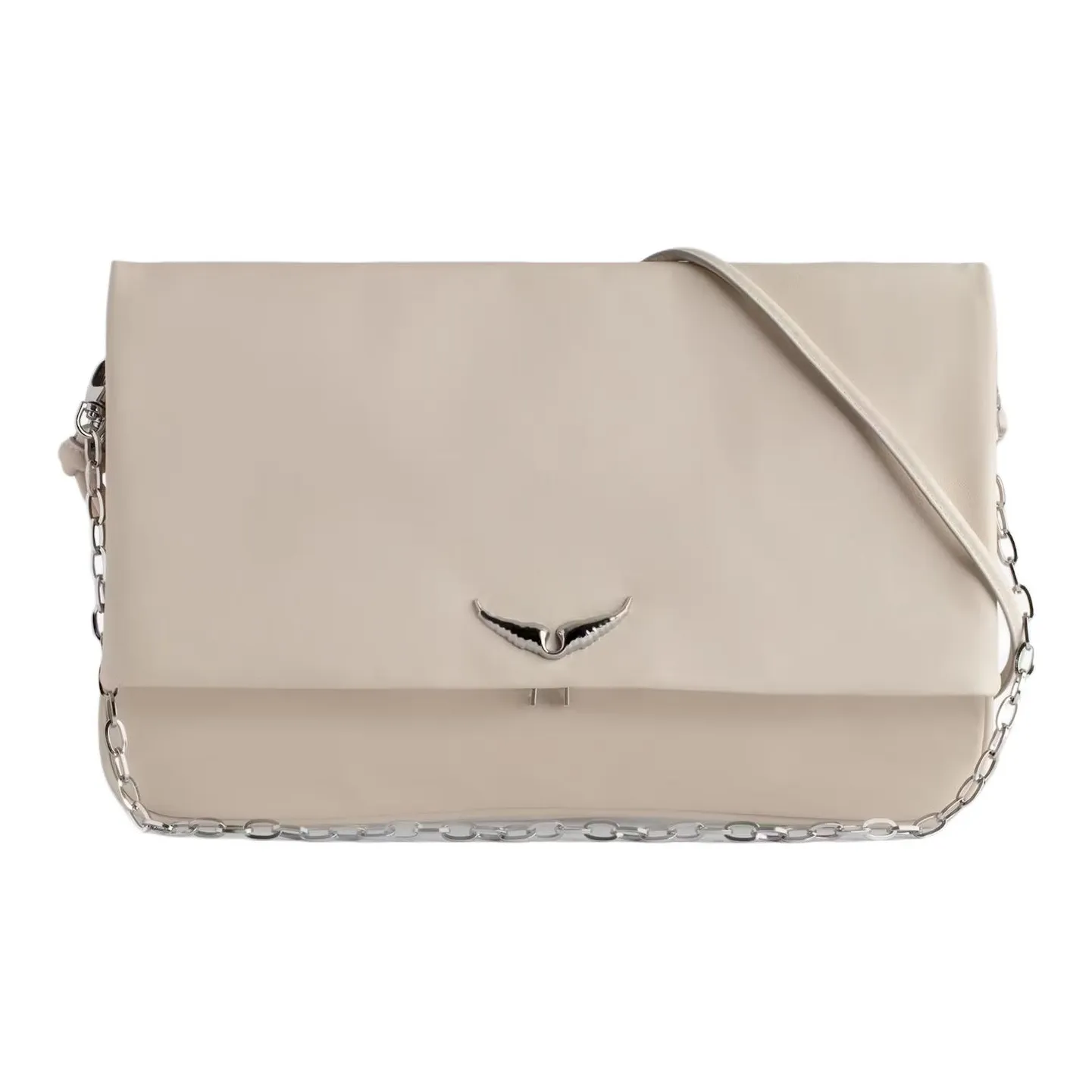 Zadig & Voltaire Calfskin One Shoulder Crossbody Clutches Extra Large Women's Ecru