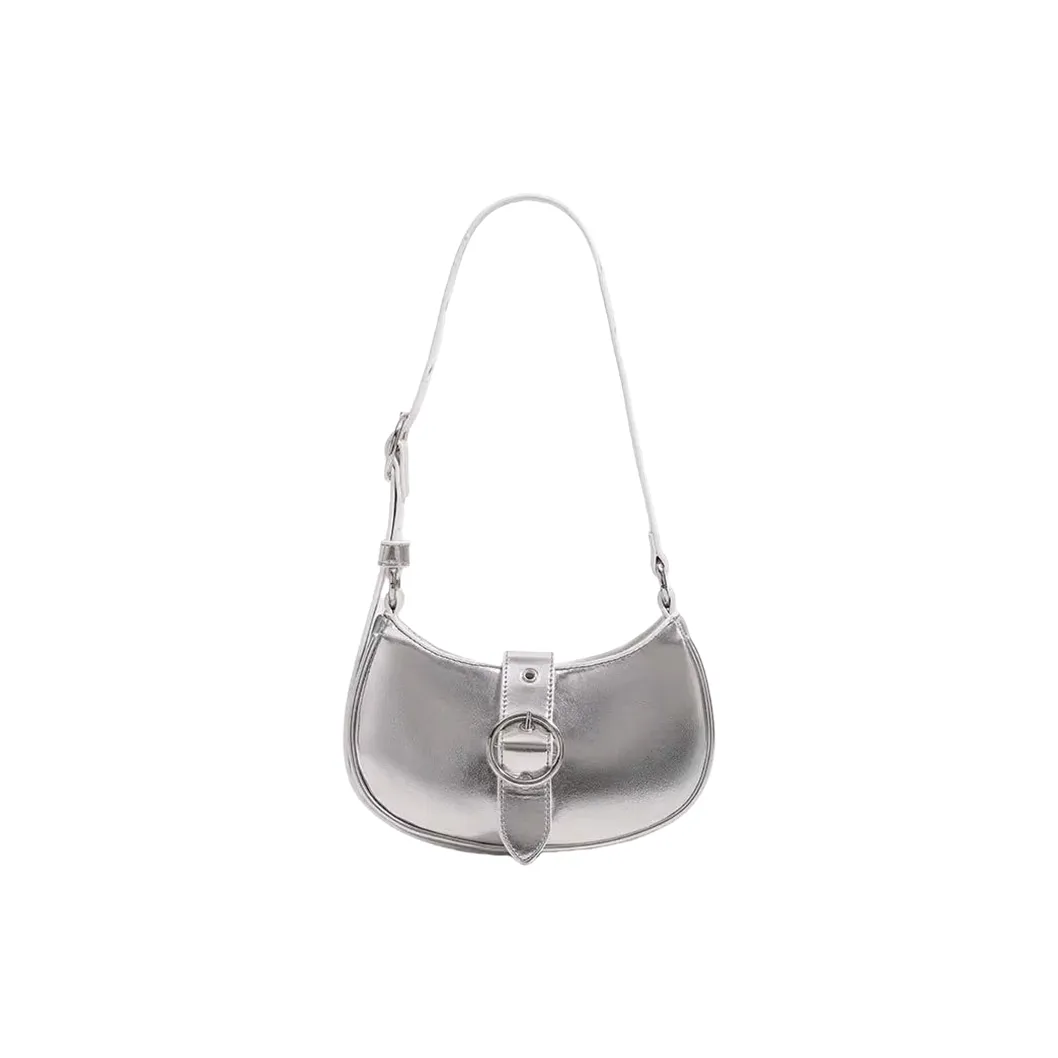 Carksky PU Underarm Shoulder Bag Women's Silver/Black