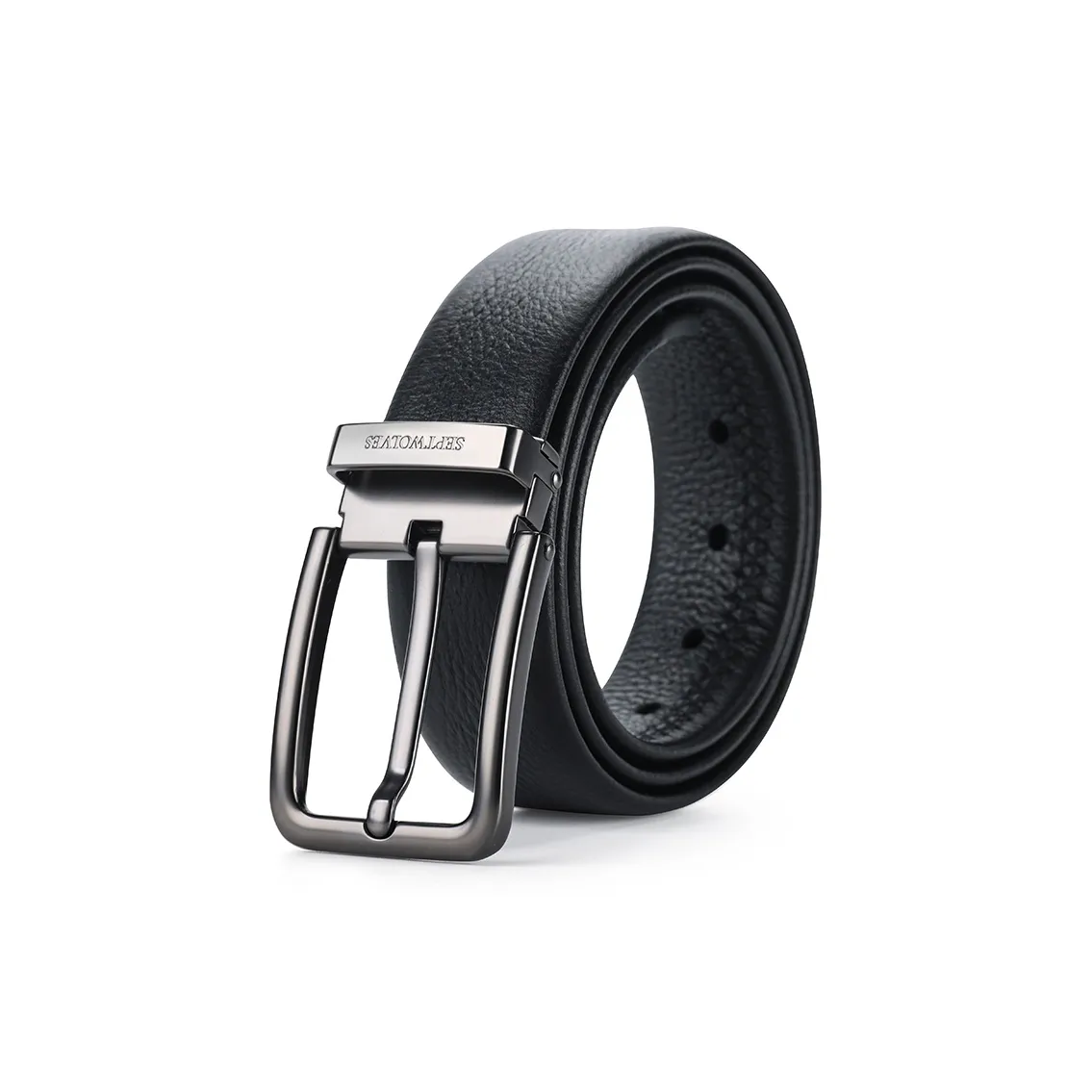 SEPTWOLVES Pin Buckle Belt, Cow Leather Belts Men's Width 3.5CM