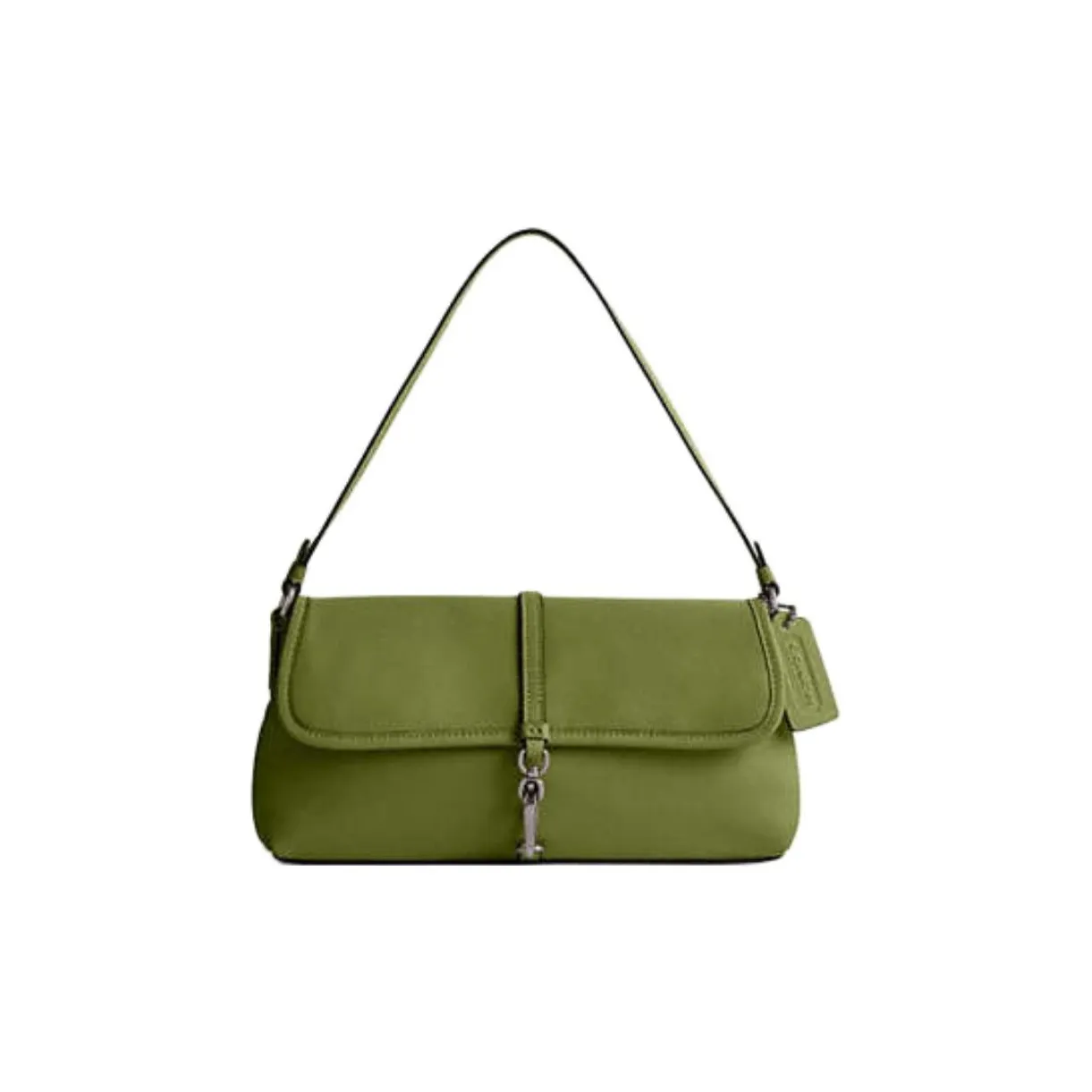 COACH Hamptons Tanned Leather Handbag, Shoulder Bag Women's Dark Lime Green