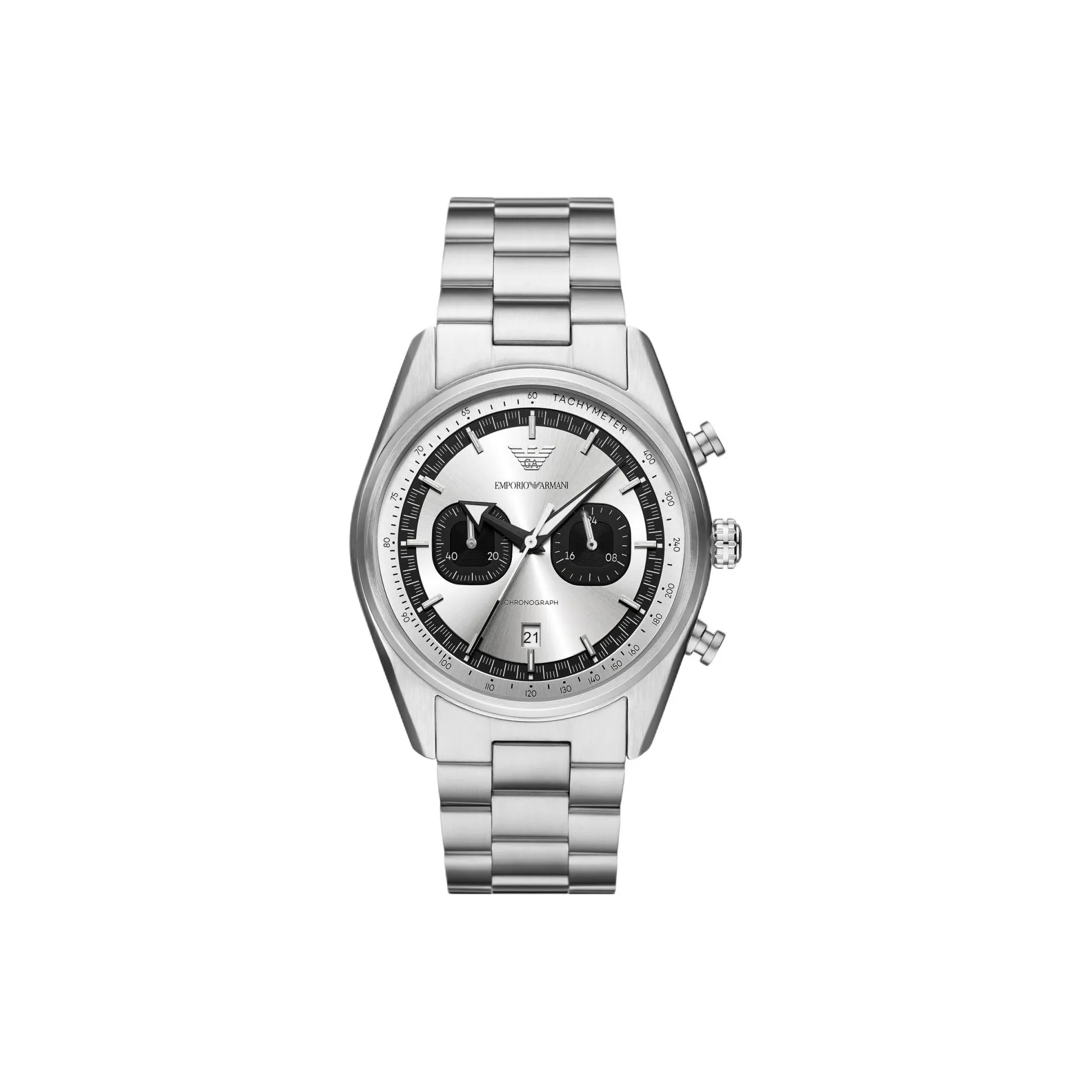 EMPORIO ARMANI Мужские часы Кварцевый механизм Ремешок из нержавеющей стали 42 мм Серебристый циферблат