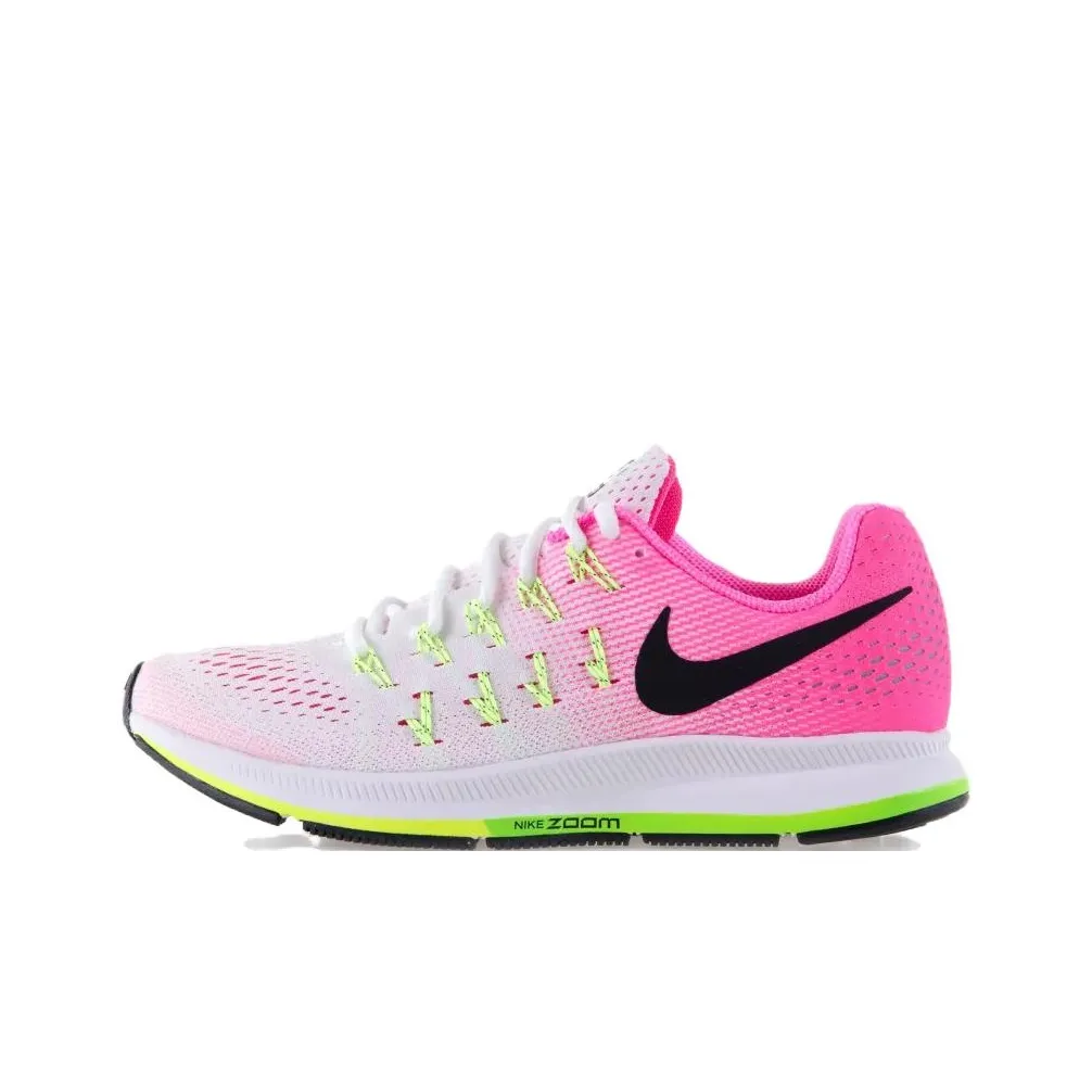 Nike Pegasus 33 Slip-resistant Abrasion-resistant Low Top Casual Running Shoes Unisex Pink White Найк Pegasus 33 Противоскользящий Устойчивый к истиранию Низкий Топ Повседневные Беговые Кроссовки Унисекс Розовый Белый