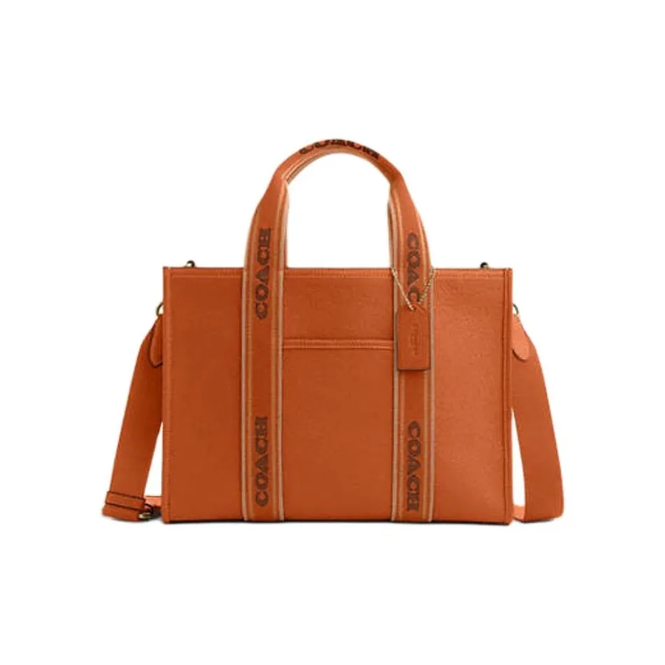 COACH Smith Утонченный Каменная Кожа Тоут Сумка Сумка для покупок Сумка через плечо Сумка Большая Женская Апельсин