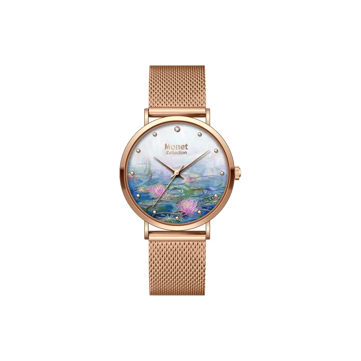STRAVELING MUZEUM Monet Water Lily Наручные часы Кварцевый механизм Розовый циферблат Женские часы Подарочный набор в коробке
