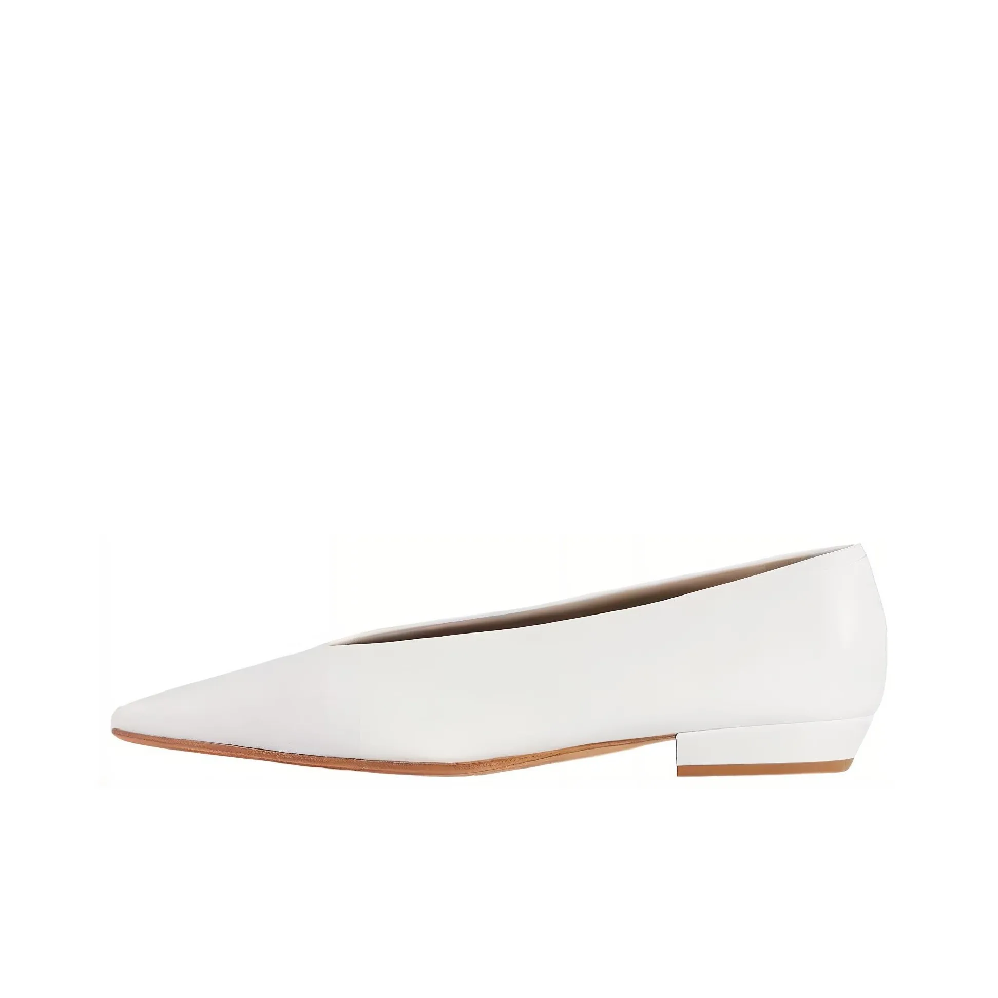 Bottega Veneta Almond Leather Ballet Flat White Women's