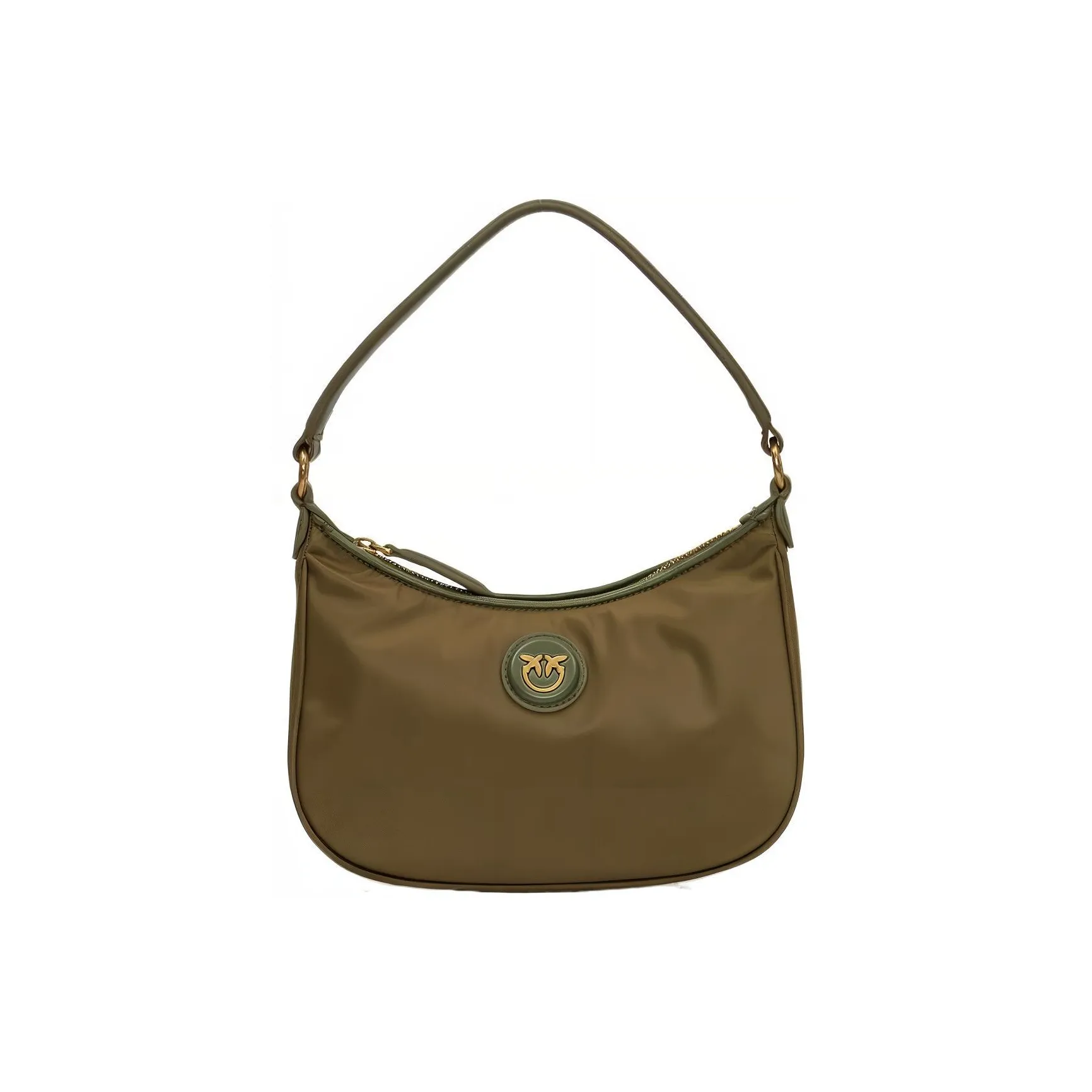 PINKO Half Moon Series Polyamide Crescent Bag, Portable Crossbody Bag, Shoulder Bag Women's Green