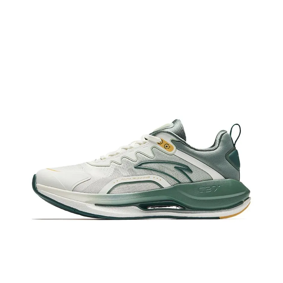 Anta Cushioned Wear-Resistant Coverage Low-Top Nitrogen Technology Running Shoes Men's White Green