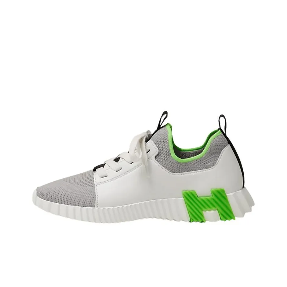 HERMES Abrasion Resistant Low Top Casual Shoes Men's White Gray Green