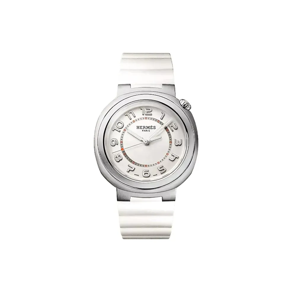 HERMES Wrist Watch Automatic Mechanical Movement Rubber Strap 36mm White Dial Women's Watch