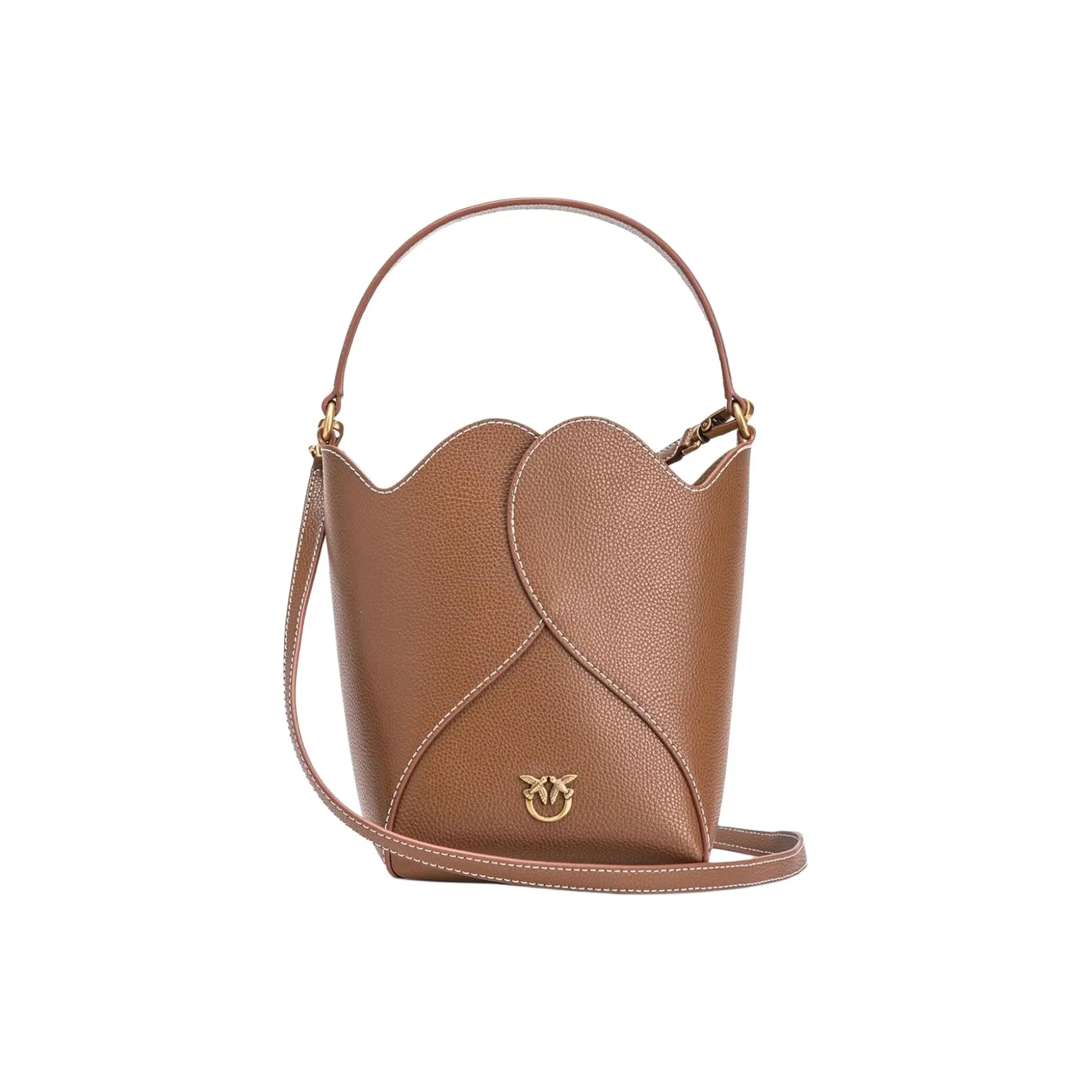 PINKO GRAIN LEATHER Сумка-ведро Сумка через плечо Сумка Женская Chocolates Коричневый