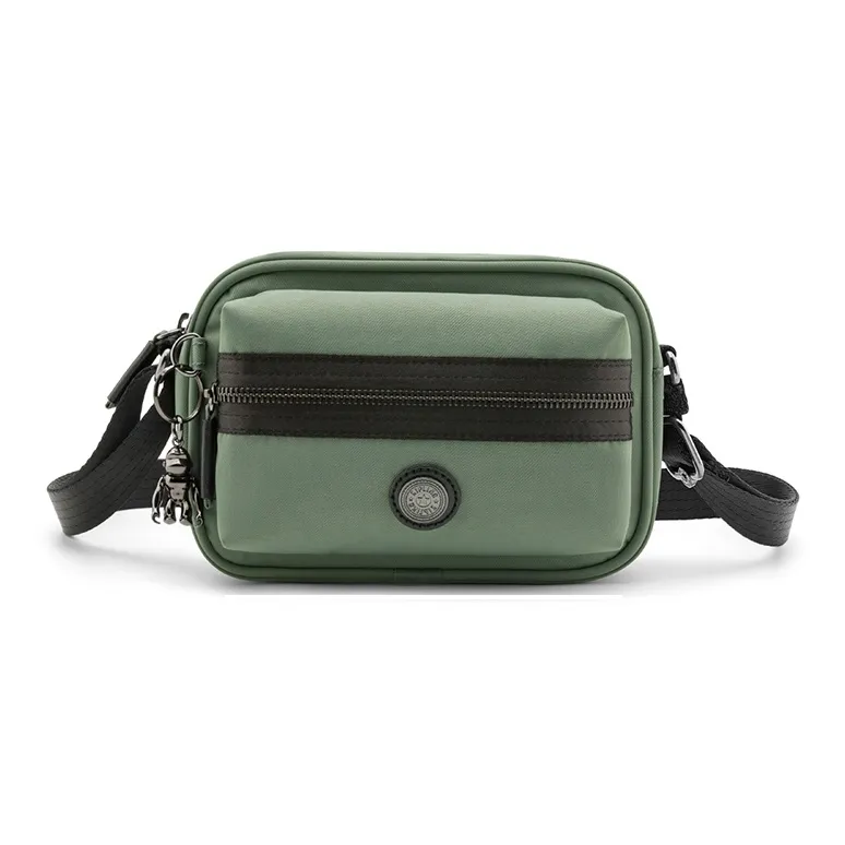 Kipling Polyamide Camera Bag, Shoulder Bag, Crossbody Bag Small Size Unisex Green Patchwork