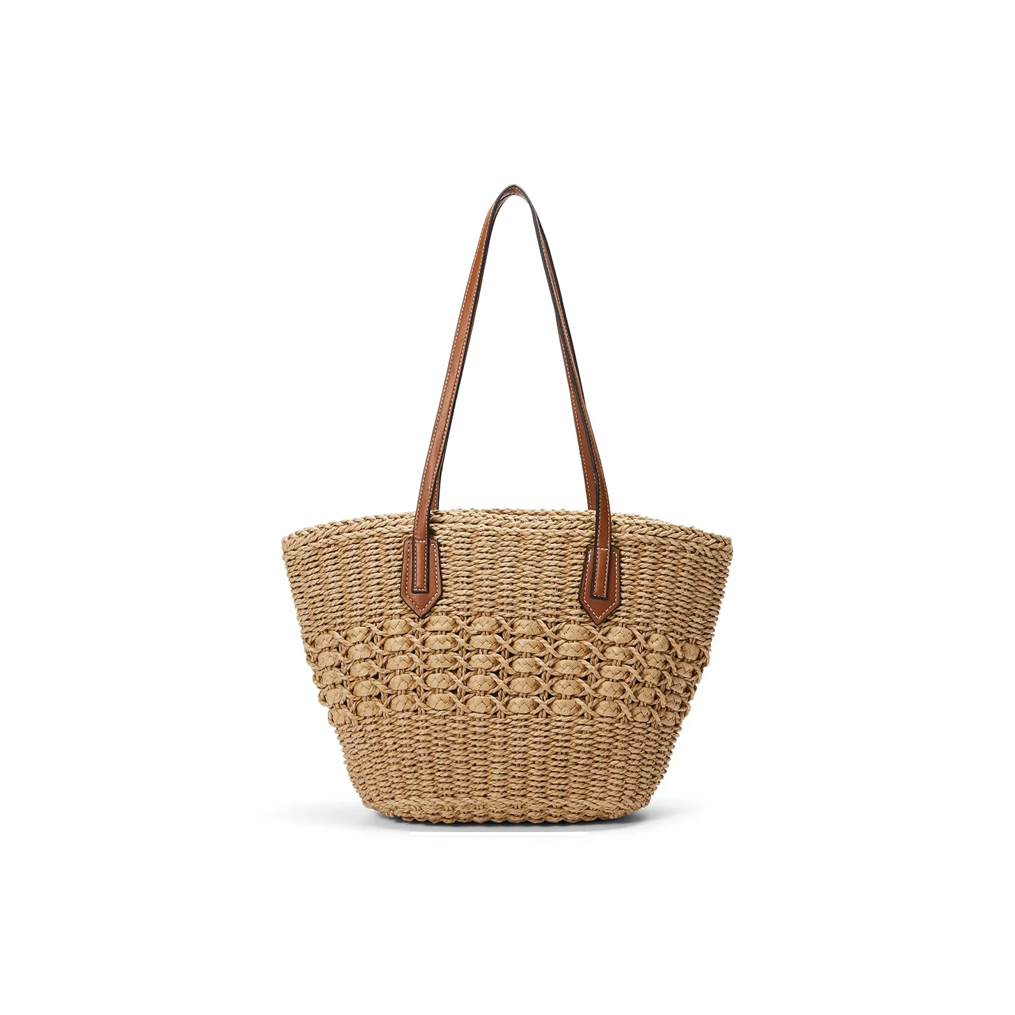 ST&SAT Fabric With Synthetic Leather One Shoulder Handbags Regular Women's Off White/khaki