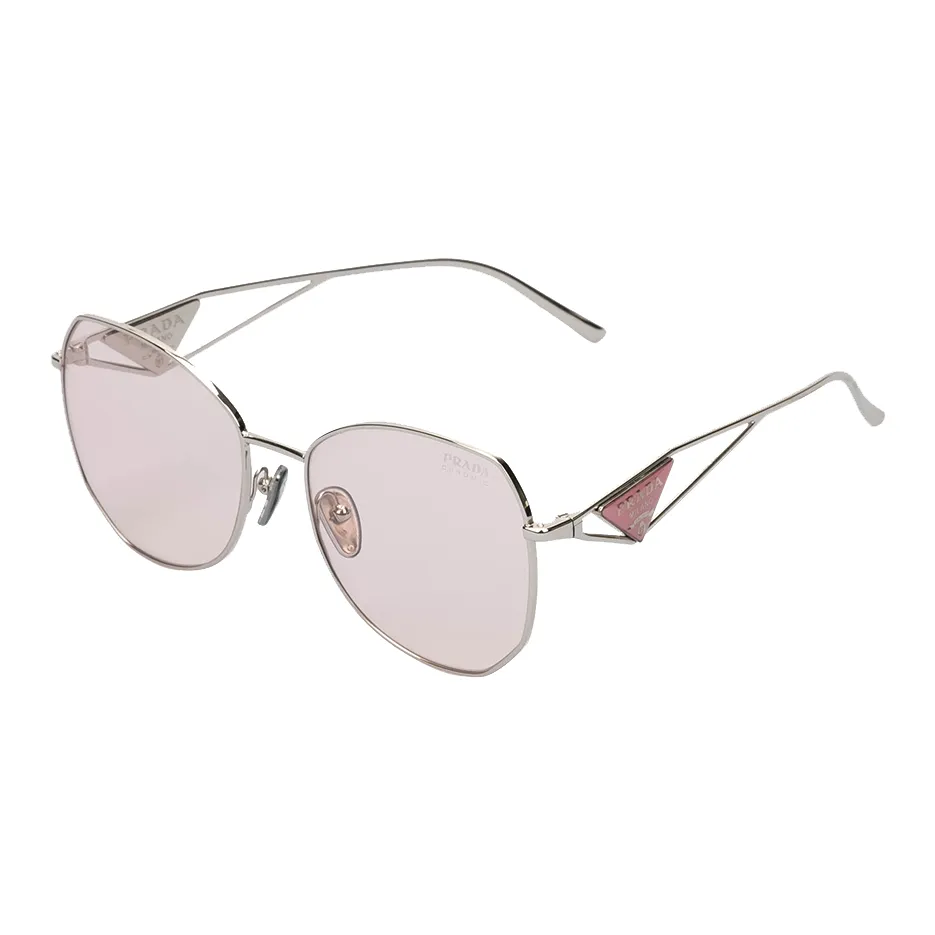 PRADA Triangle logo Round frame Sunglasses