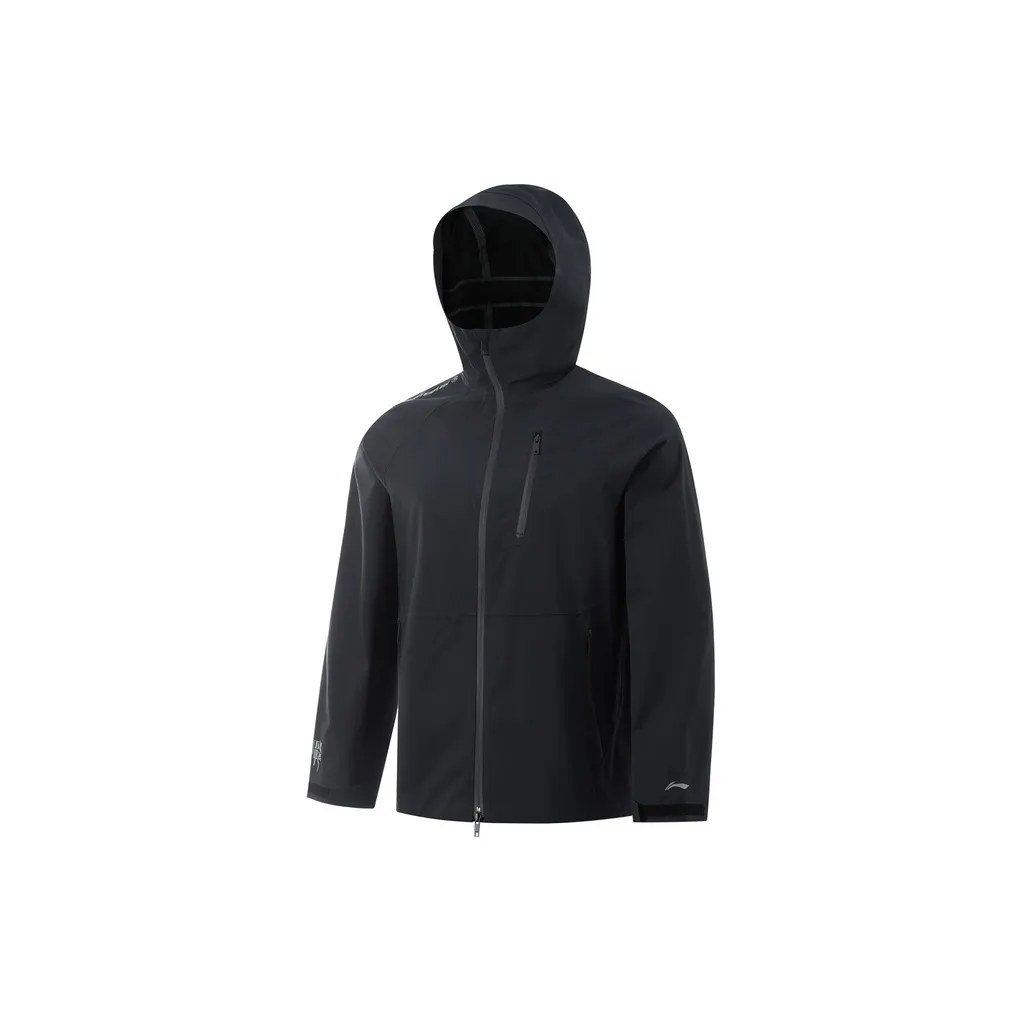 LiNing Waterproof, Windproof, And Rainproof Outdoor Hiking Hard Shell Windbreaker Jacket Unisex Black