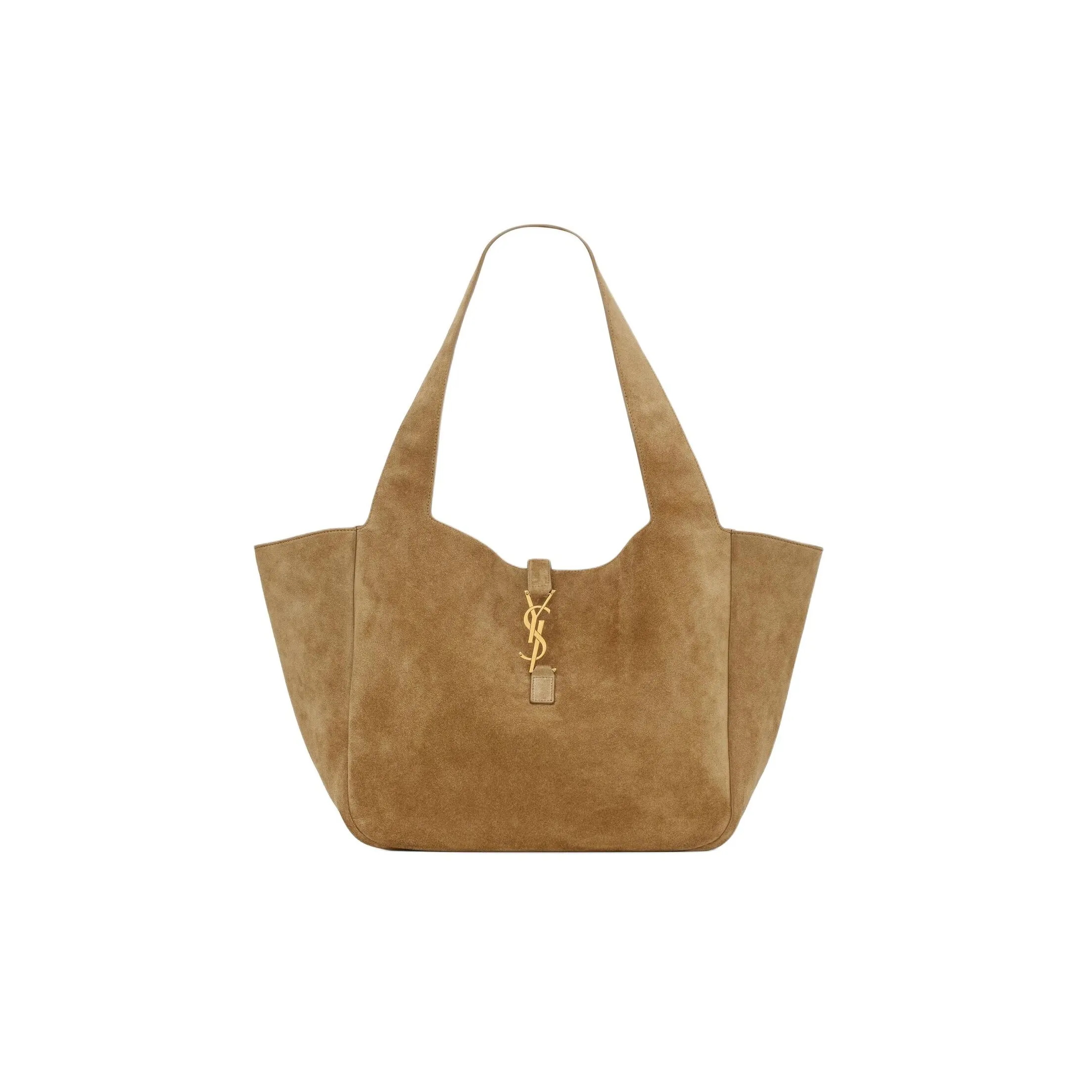 SAINT LAURENT Suede Tote Bag, Shopping Bag, Handbag, Shoulder Bag Women's Camel