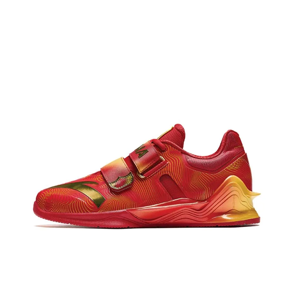 Anta Anti Slip Wear Resistant Low Top Weightlifting Shoes Men's Red Gold