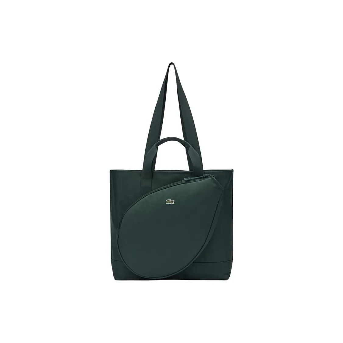 LACOSTE Fabric Tote Bag, Shopping Bag, Handbag, Shoulder Bag Unisex Dark Green