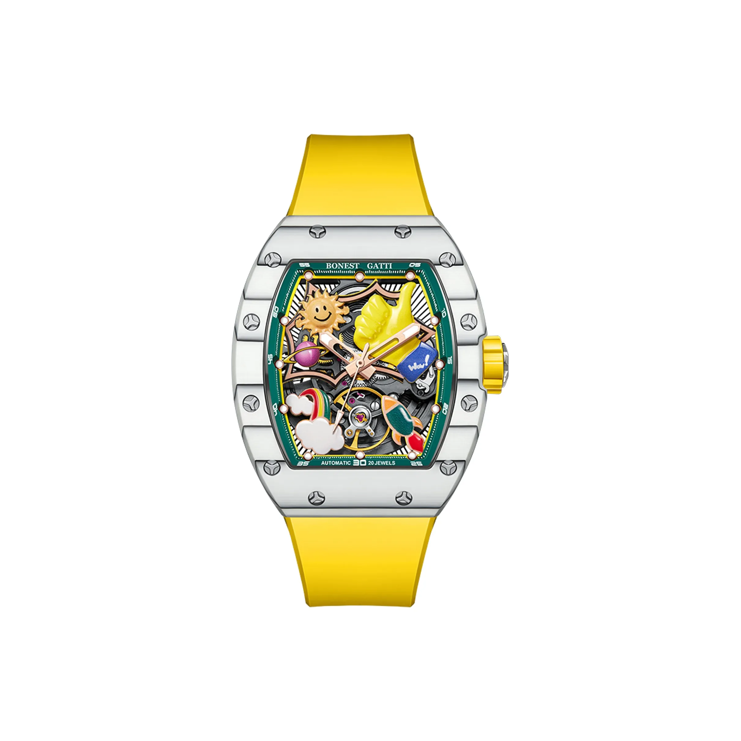 BONEST GATTI Automatic Mechanical Movement Watch Men's Watches Cut Out Dial