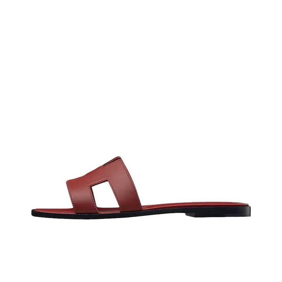 HERMES Oran Slide Slippers Women's Burgundy