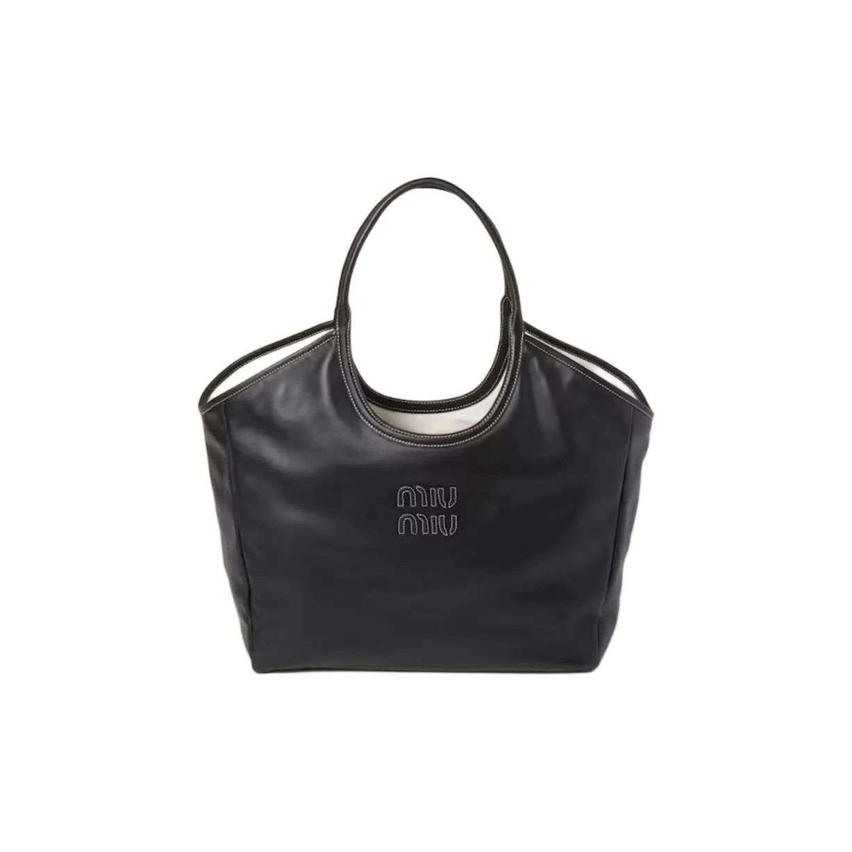 MIU MIU Leather Tote Bag, Shopping Bag, Handbag Women's Black