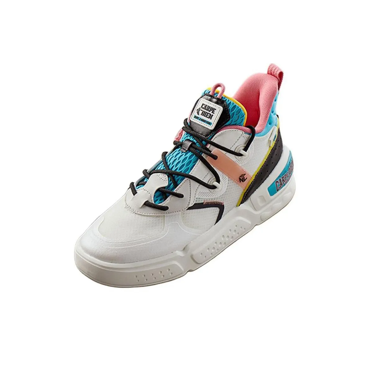 QIAODAN Anti Slip Wear Resistant Low Top Skateboard Shoes Men's White Blue Pink