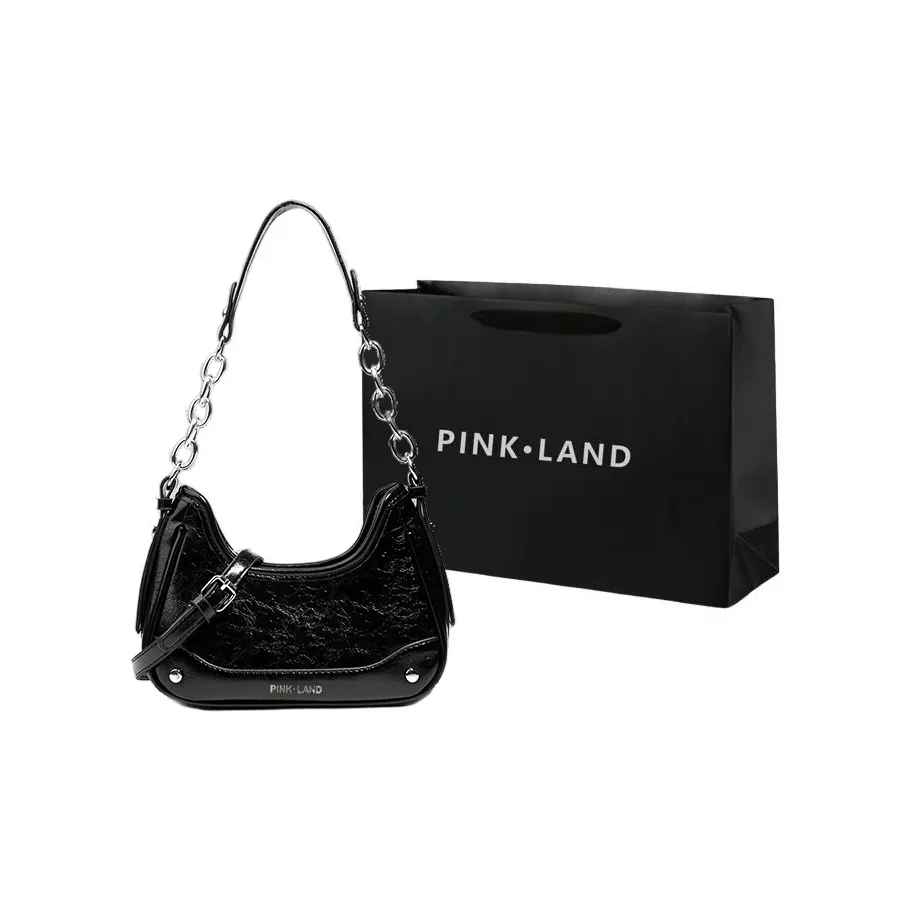 PINK·LAND PU Crossbody Bag, Shoulder Bag Women's Black/White/Silver/Pink